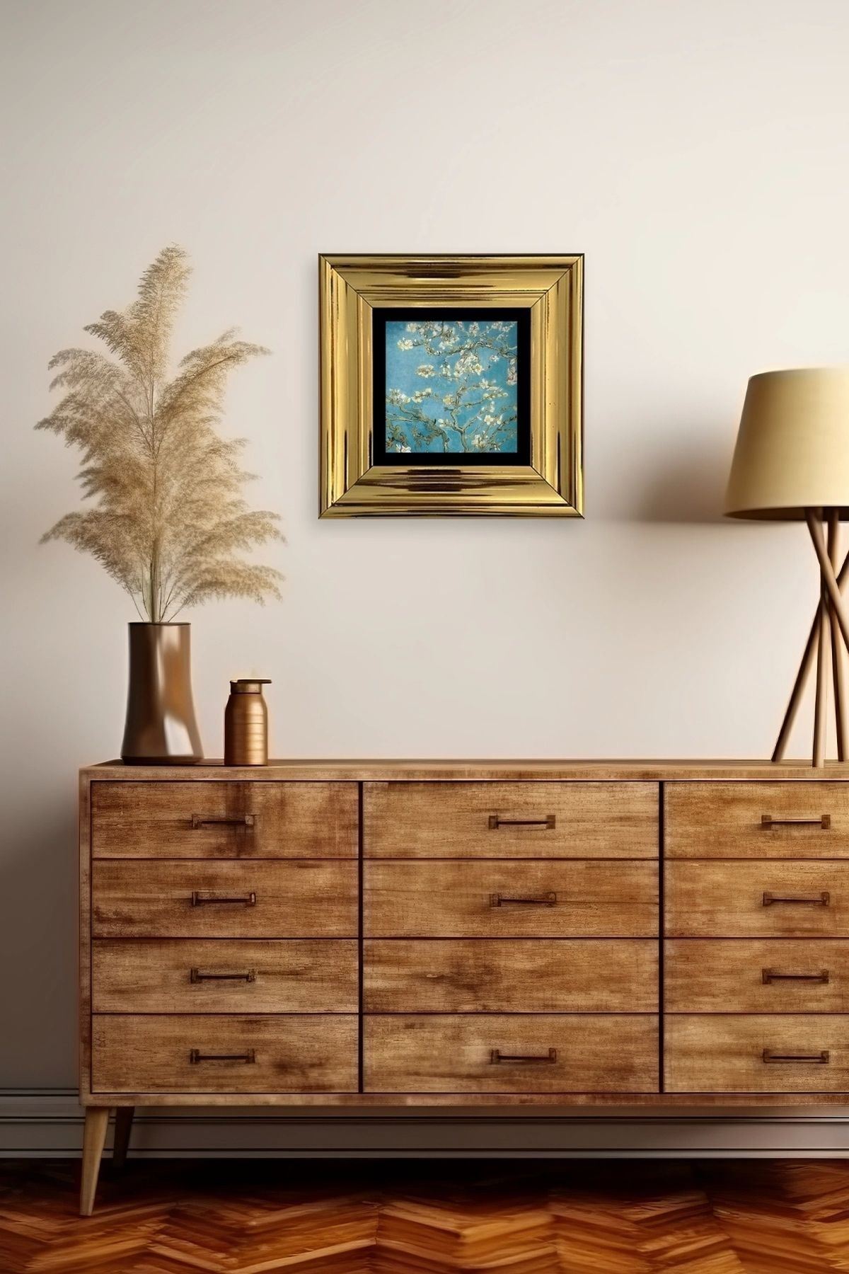 Bahar Çiçekleri Çerçeveli Taş Tablo 20 cm