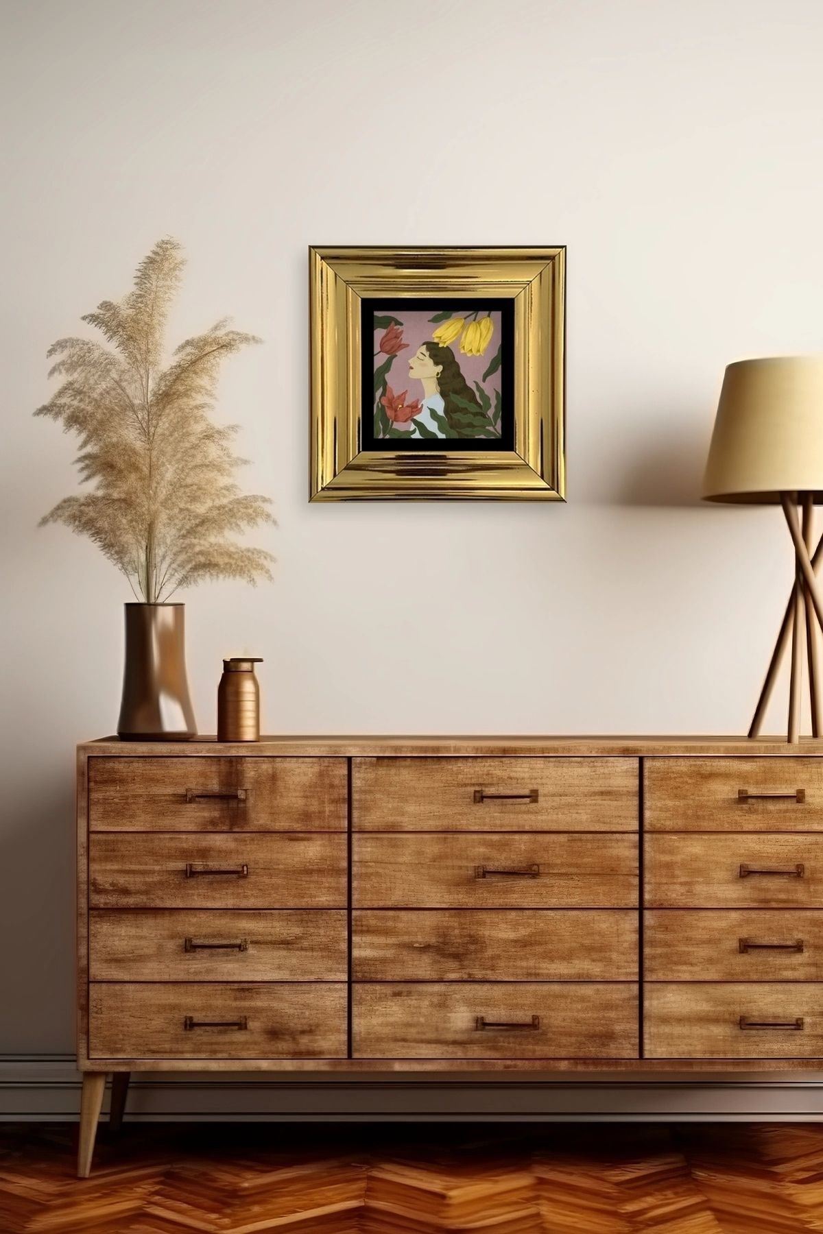 Kadın Çerçeveli Taş Tablo 20 cm