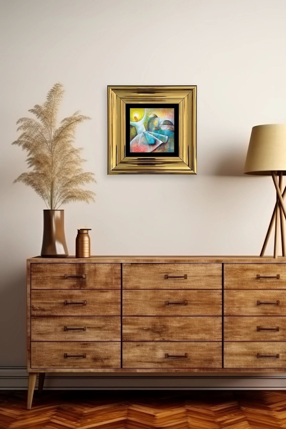 Semazen Mevlevi Çerçeveli Taş Tablo 20 cm