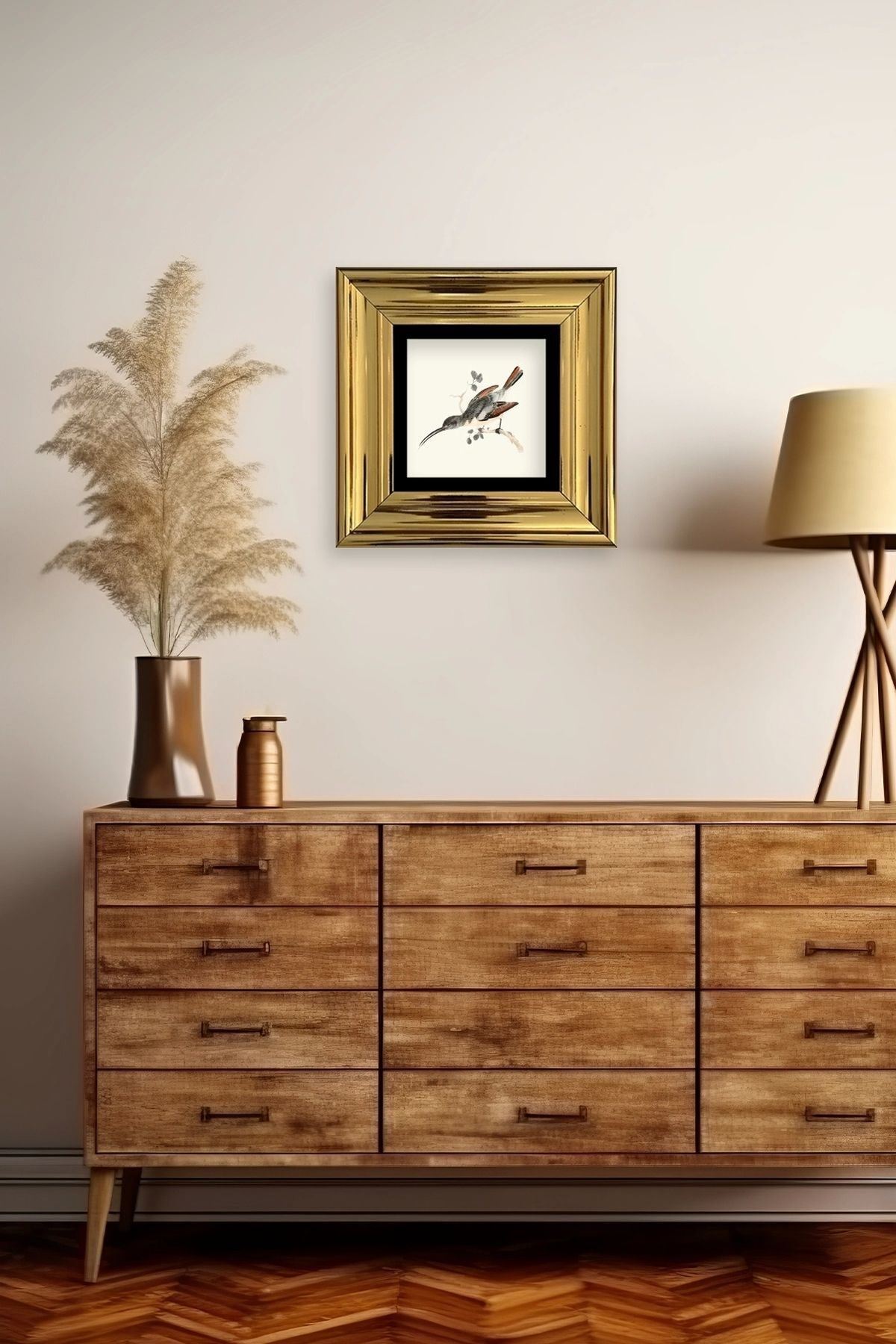 Uzun Gaga Çerçeveli Taş Tablo 20 cm