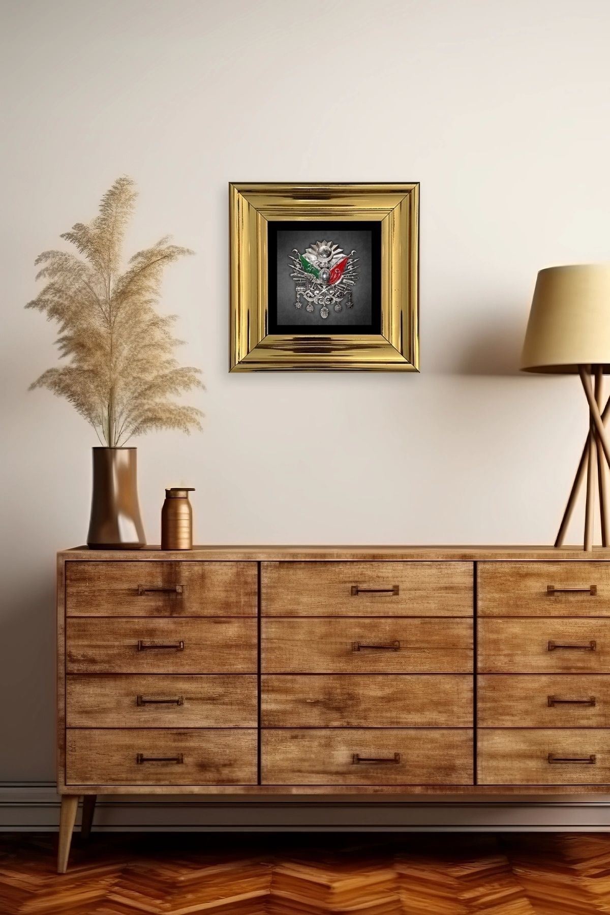 Osmanlı Arması Çerçeveli Taş Tablo 20 cm