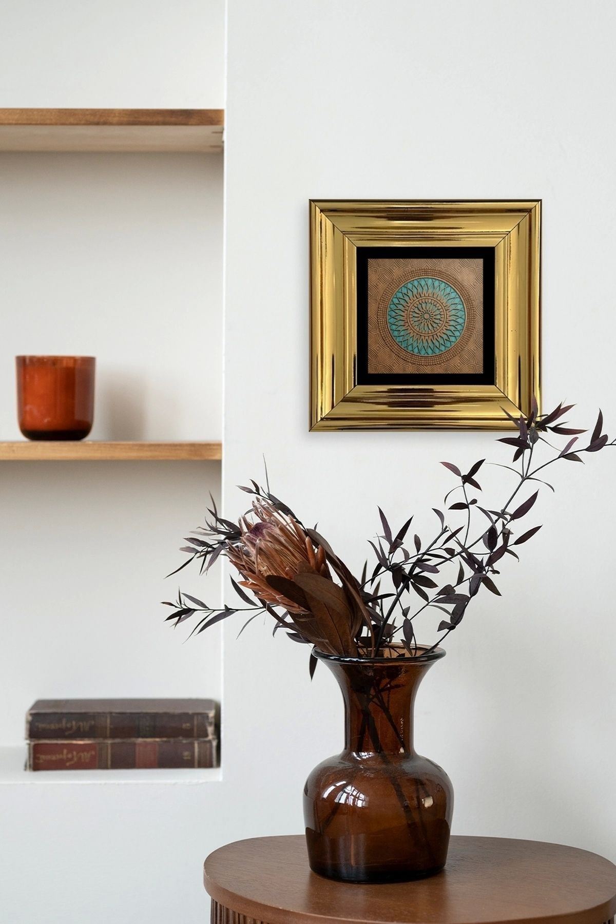 Motif Çerçeveli Taş Tablo 20 cm