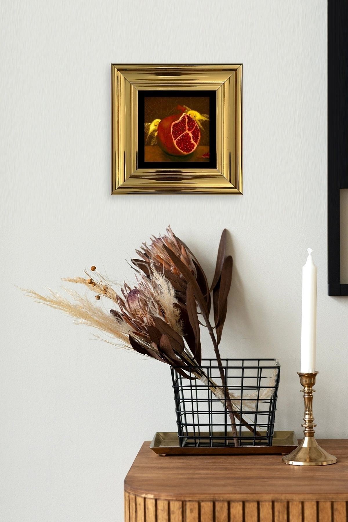 Nar Çerçeveli Taş Tablo 20 cm