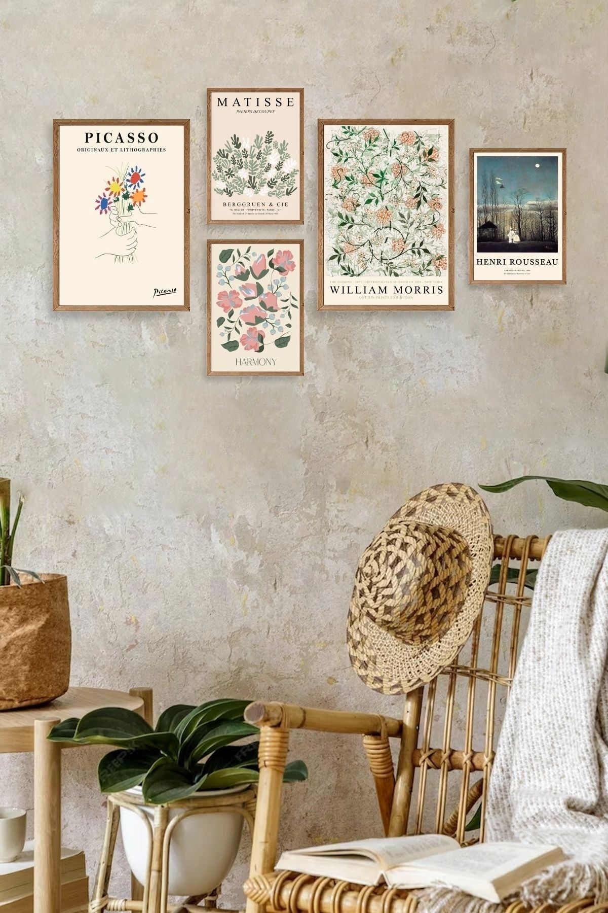 Ünlü Tablo Seti 5'li Tablo 30 x 40