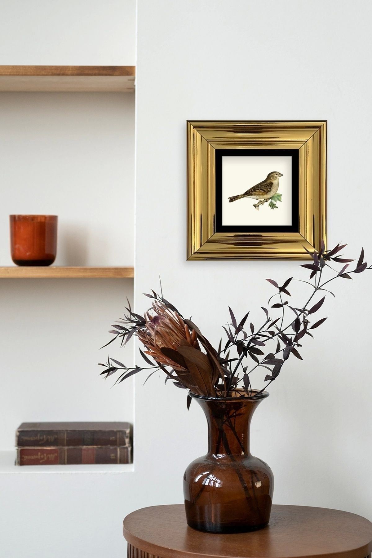 Serçe Çerçeveli Taş Tablo 20 cm