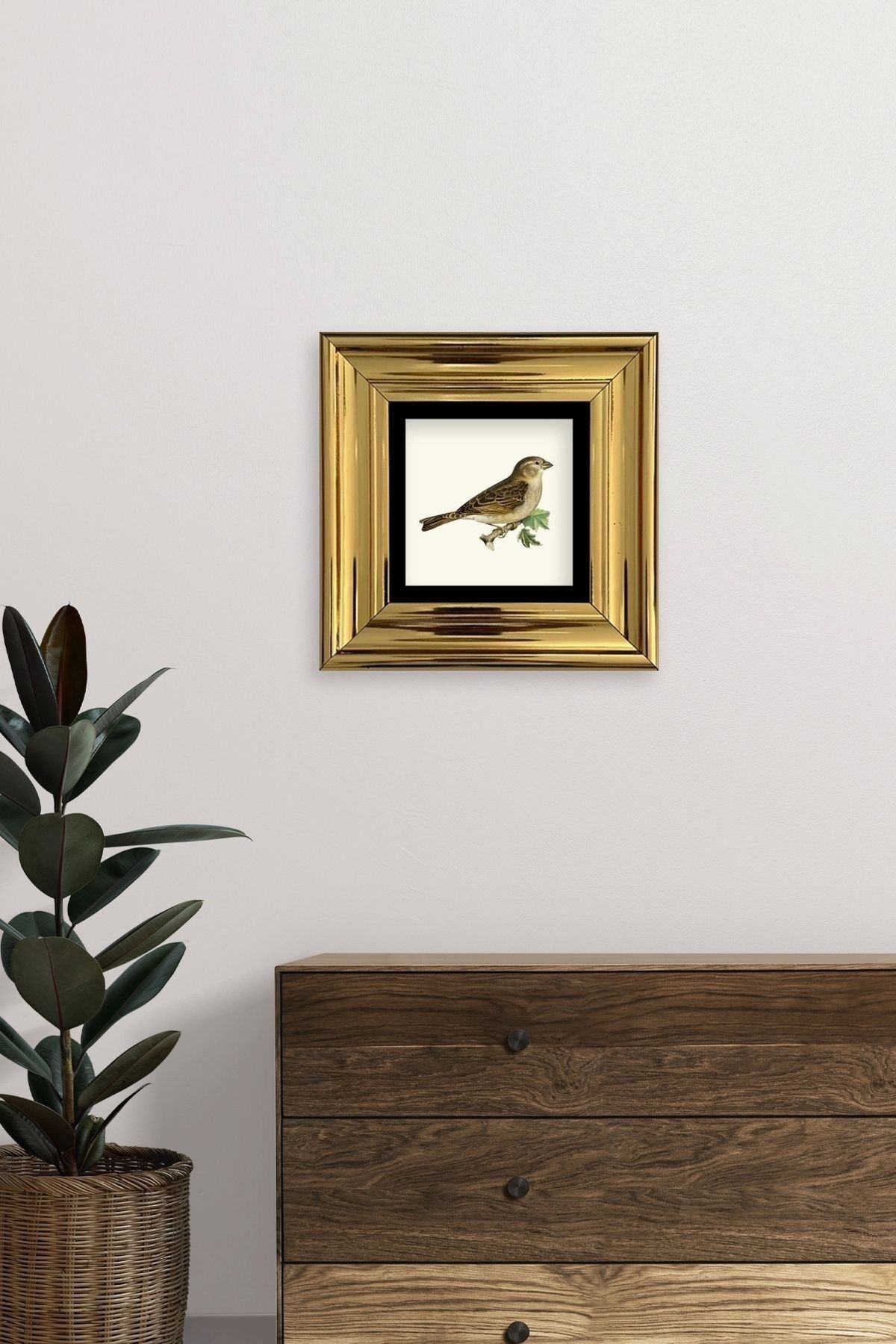 Serçe Çerçeveli Taş Tablo 20 cm