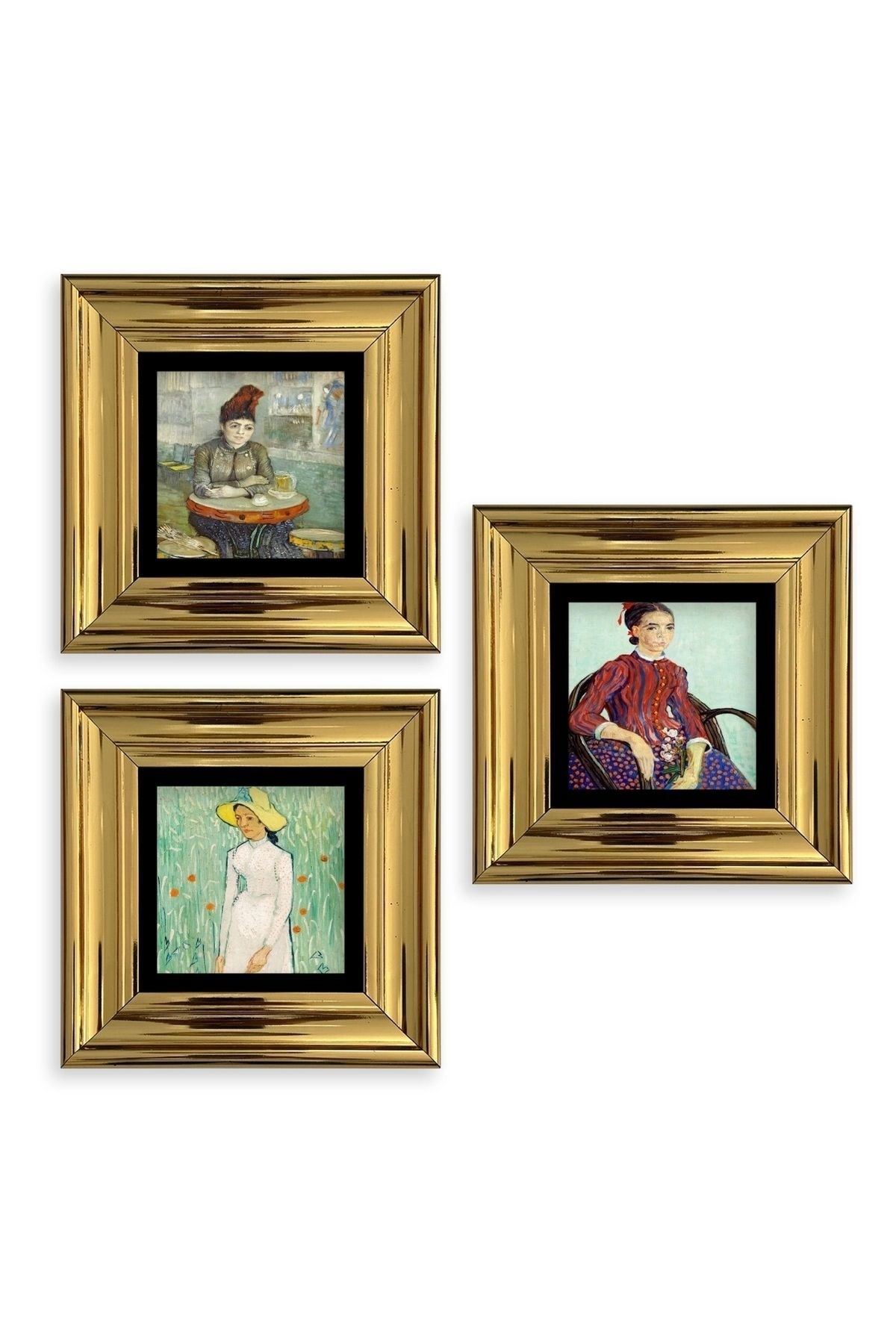 Kadınlar 3 lü Set Çerçeveli Taş Tablo 20 cm