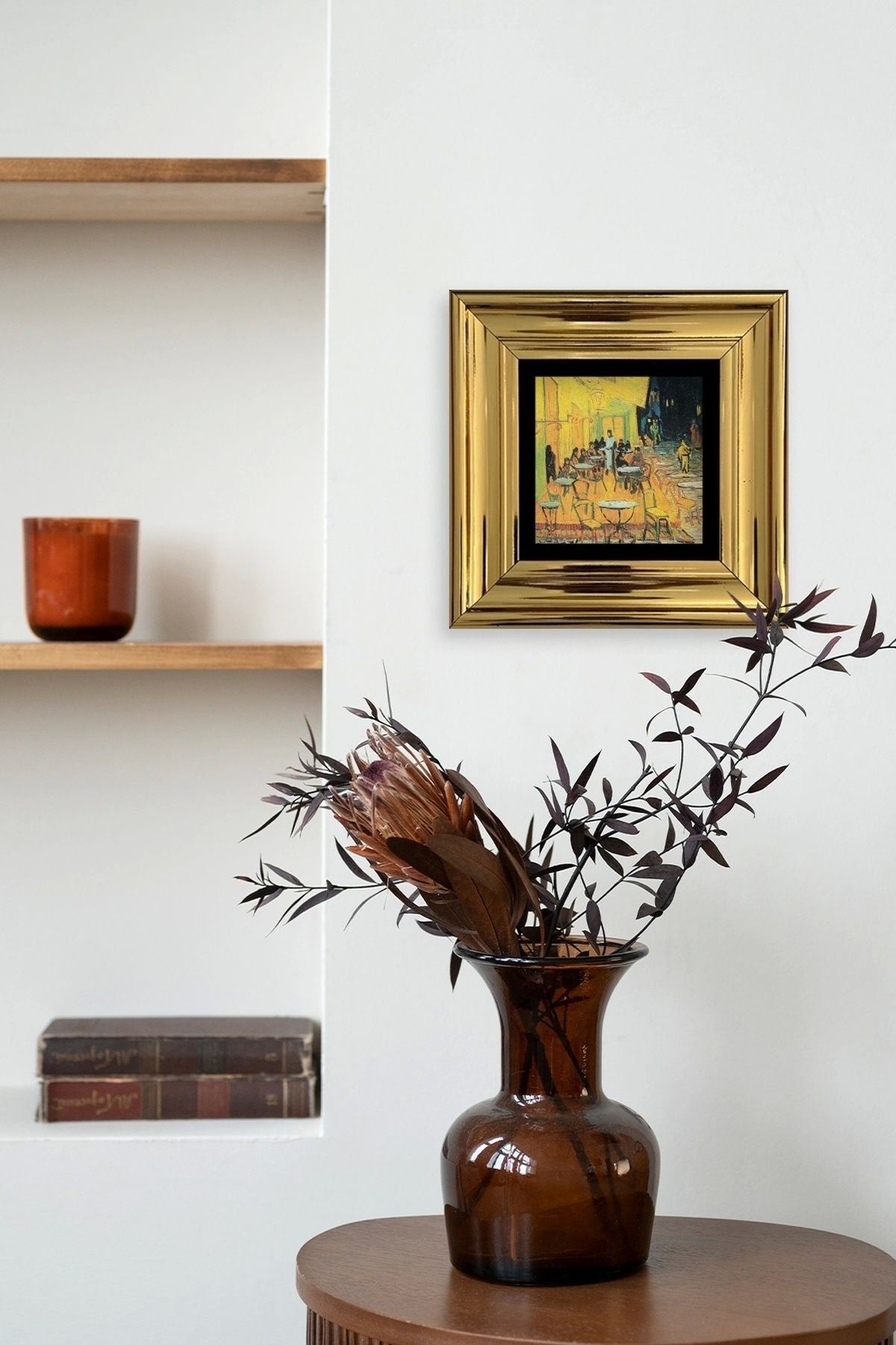 Kafe Çerçeveli Taş Tablo 20 cm