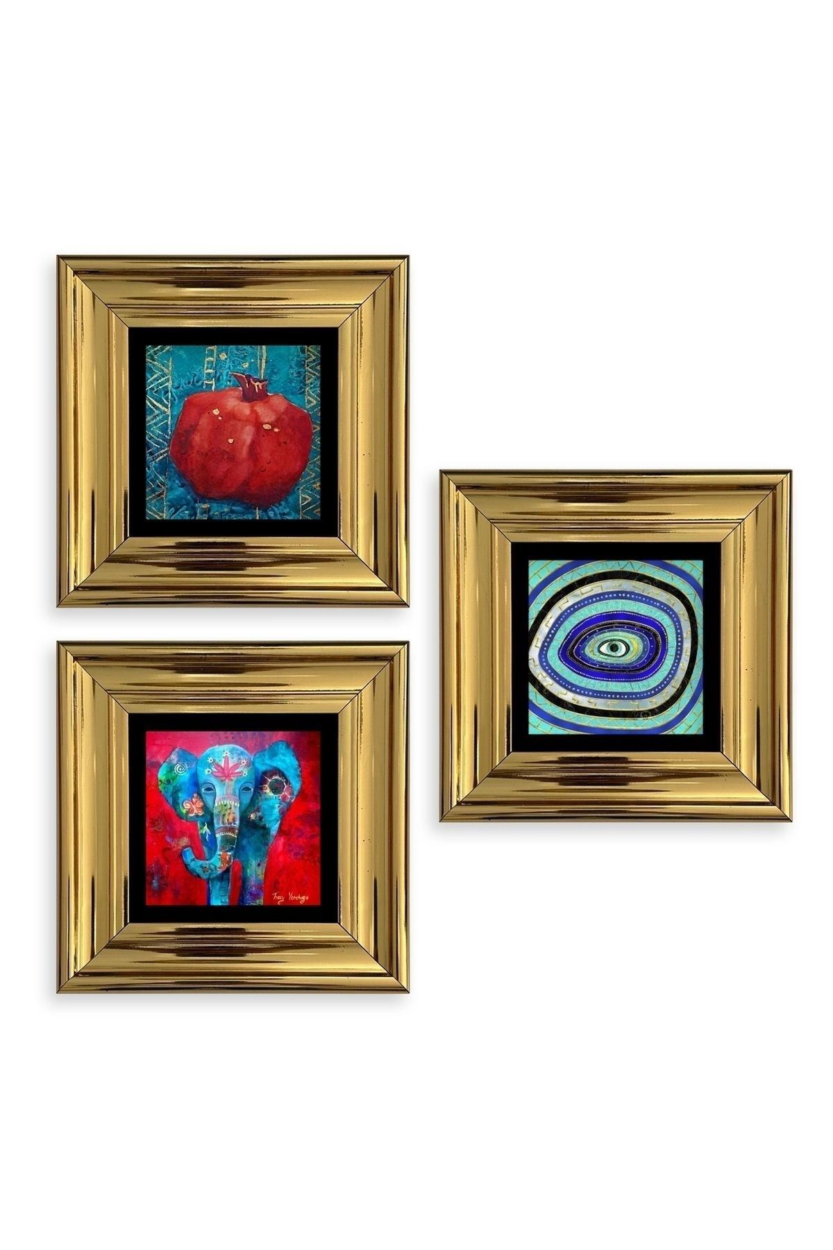 Mistik 3 lü Set Çerçeveli Taş Tablo 20 cm