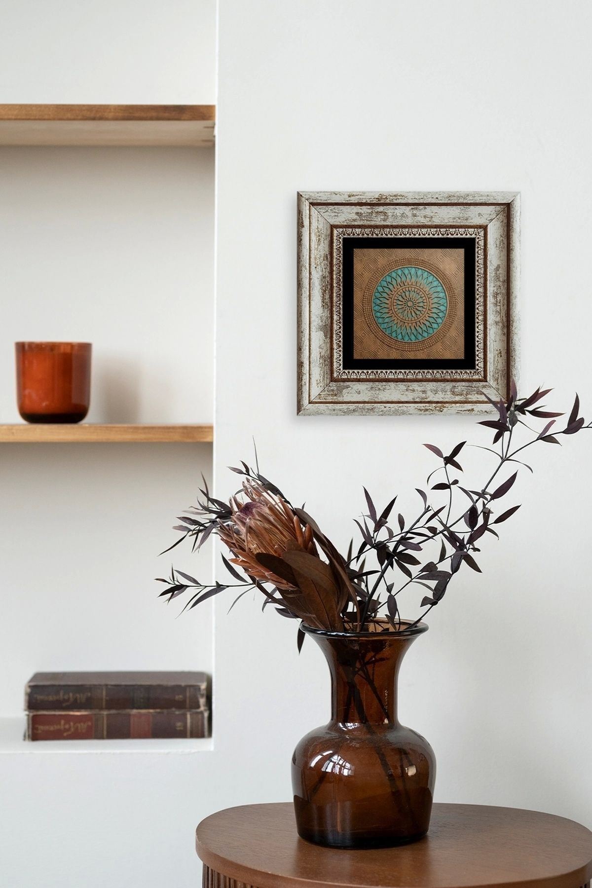 Motif Çerçeveli Taş Tablo 20 cm