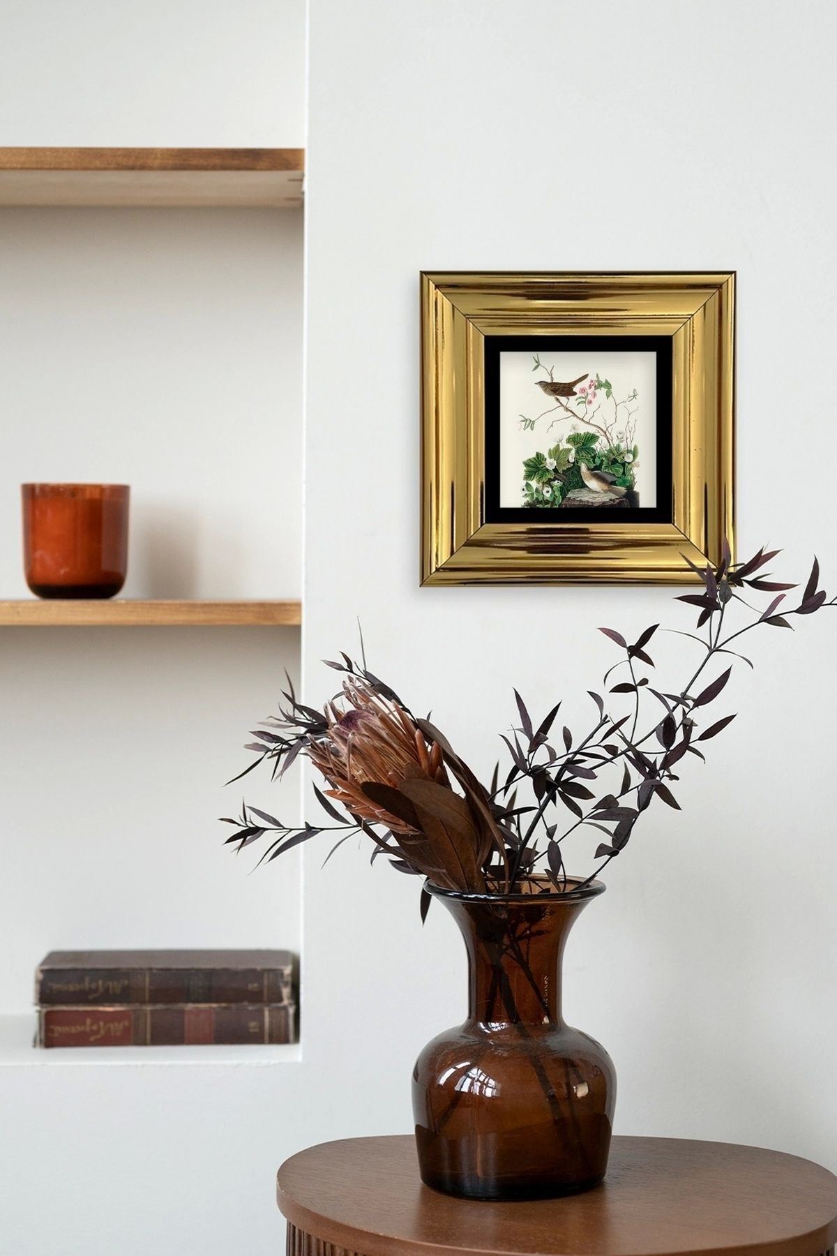 Kuşlar Çerçeveli Taş Tablo 20 cm