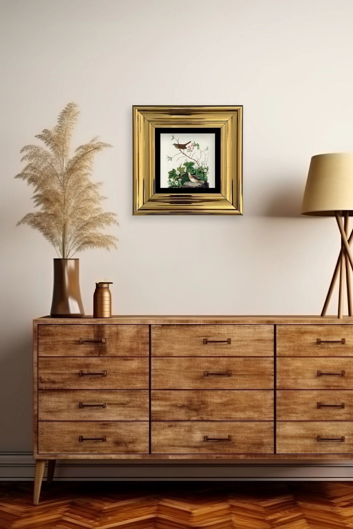 Kuşlar Çerçeveli Taş Tablo 20 cm