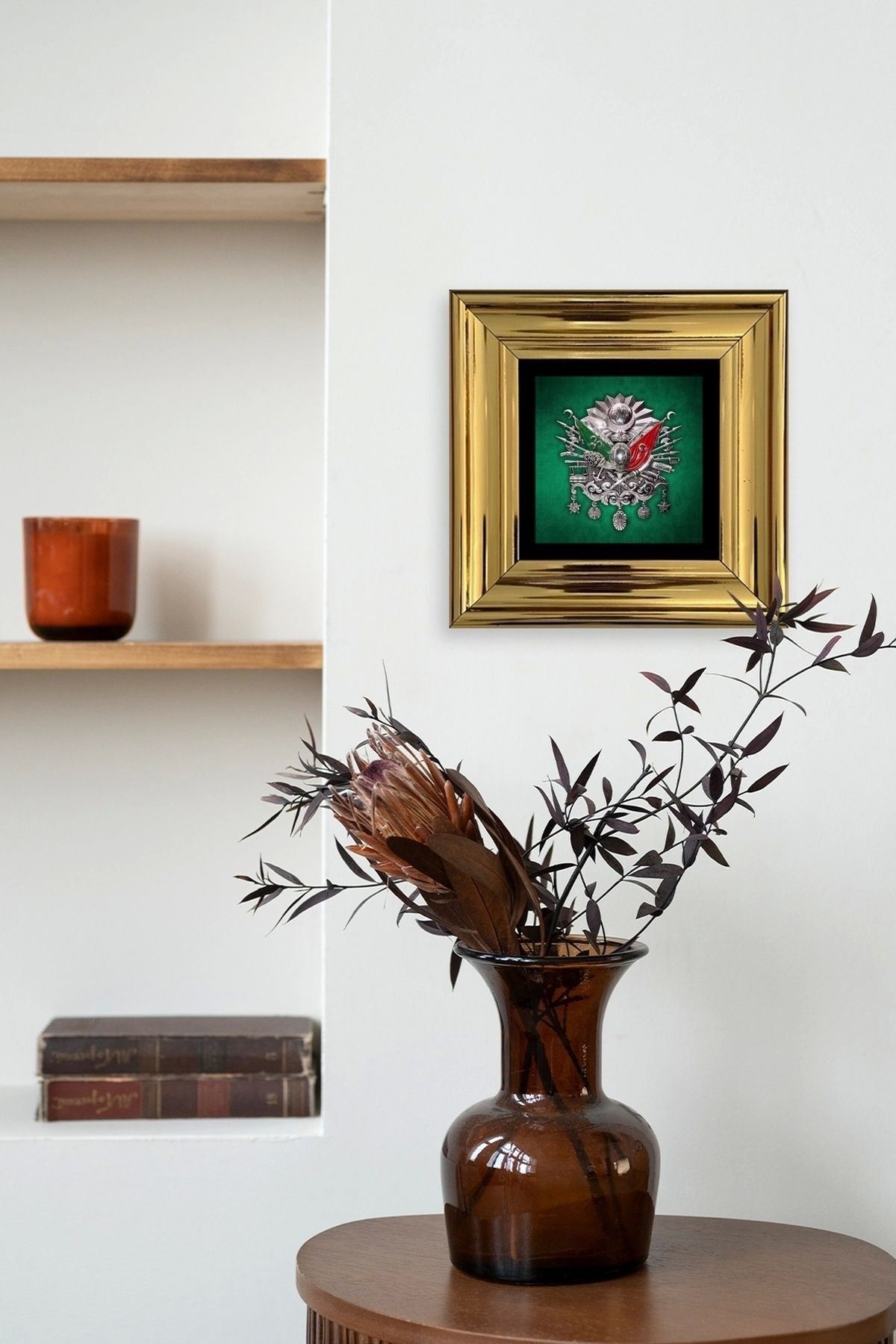 Osmanlı Tuğrası Çerçeveli Taş Tablo 20 cm