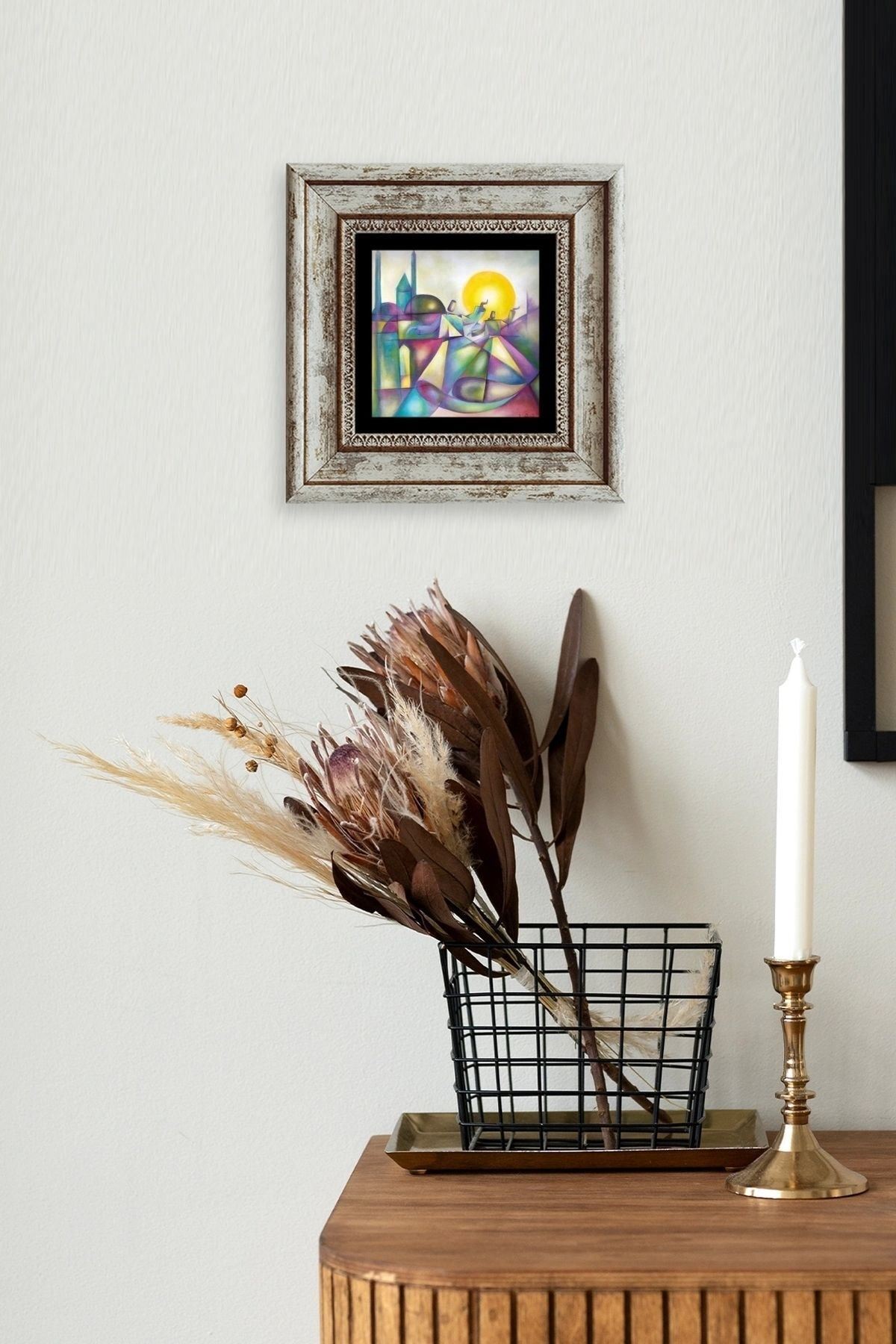 Mevlana Mevlevi Çerçeveli Taş Tablo 20 cm