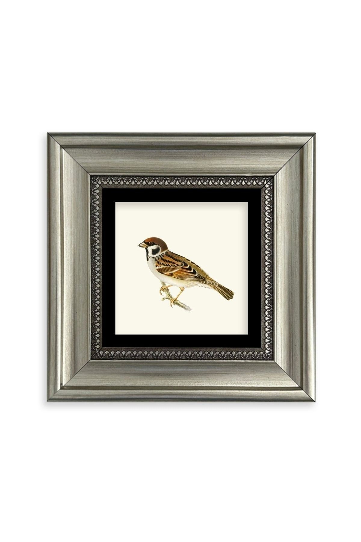 Daldaki Serçe Çerçeveli Taş Tablo 20 cm