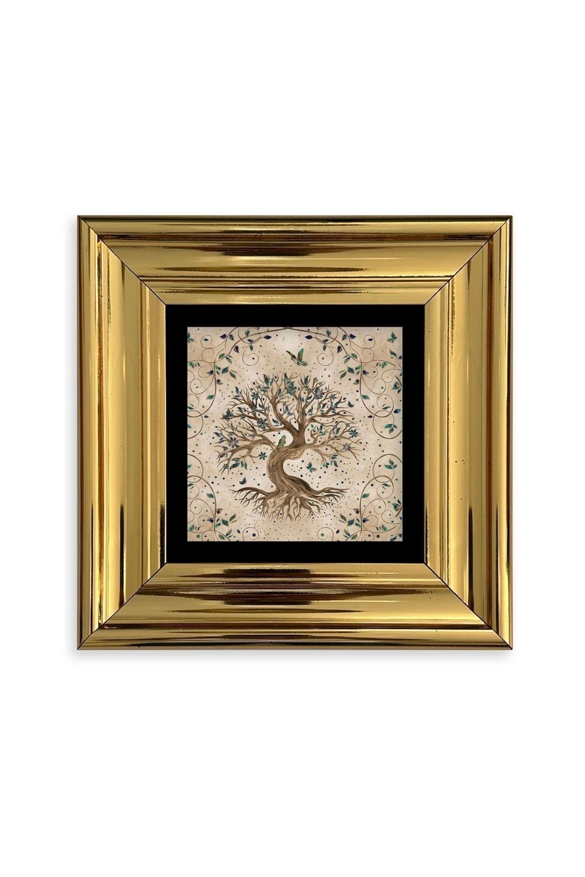 Hayat Ağacı Çerçeveli Taş Tablo 20 cm