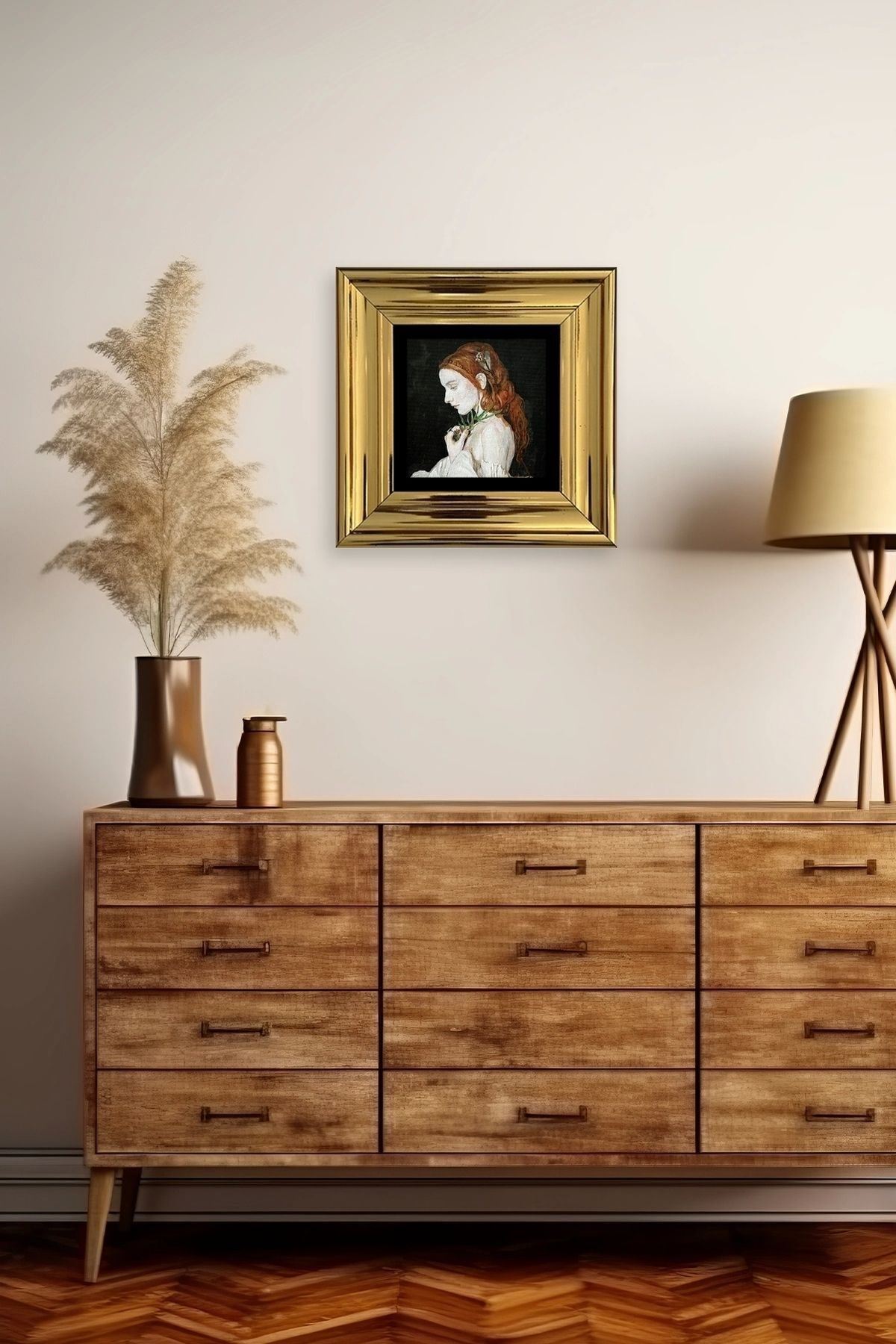 Kadın Çerçeveli Taş Tablo 20 cm