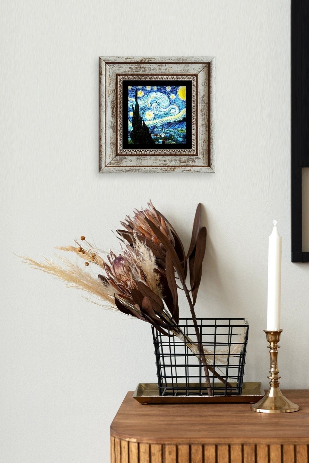 Van Gogh Çerçeveli Taş Tablo 20 cm
