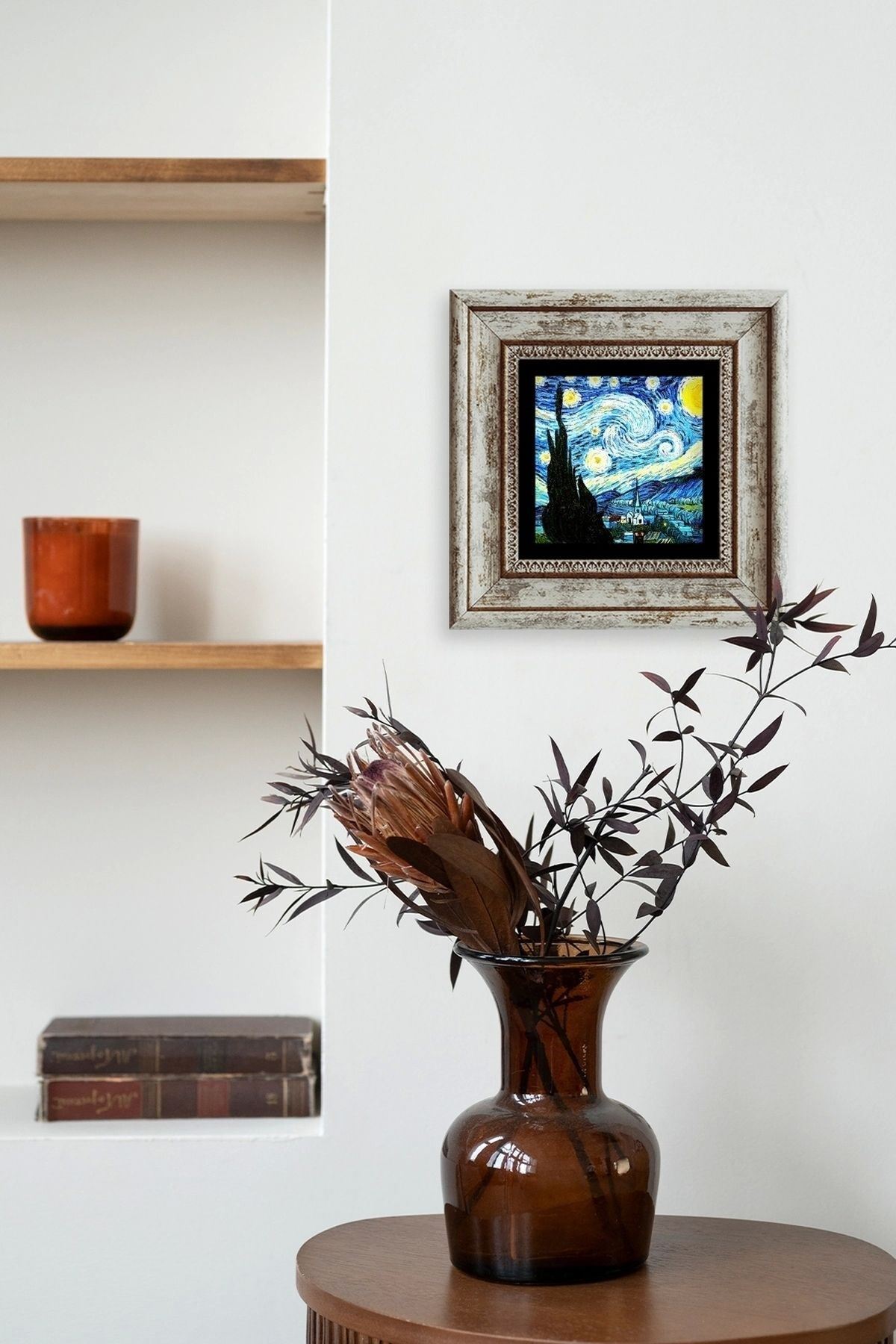 Van Gogh Çerçeveli Taş Tablo 20 cm