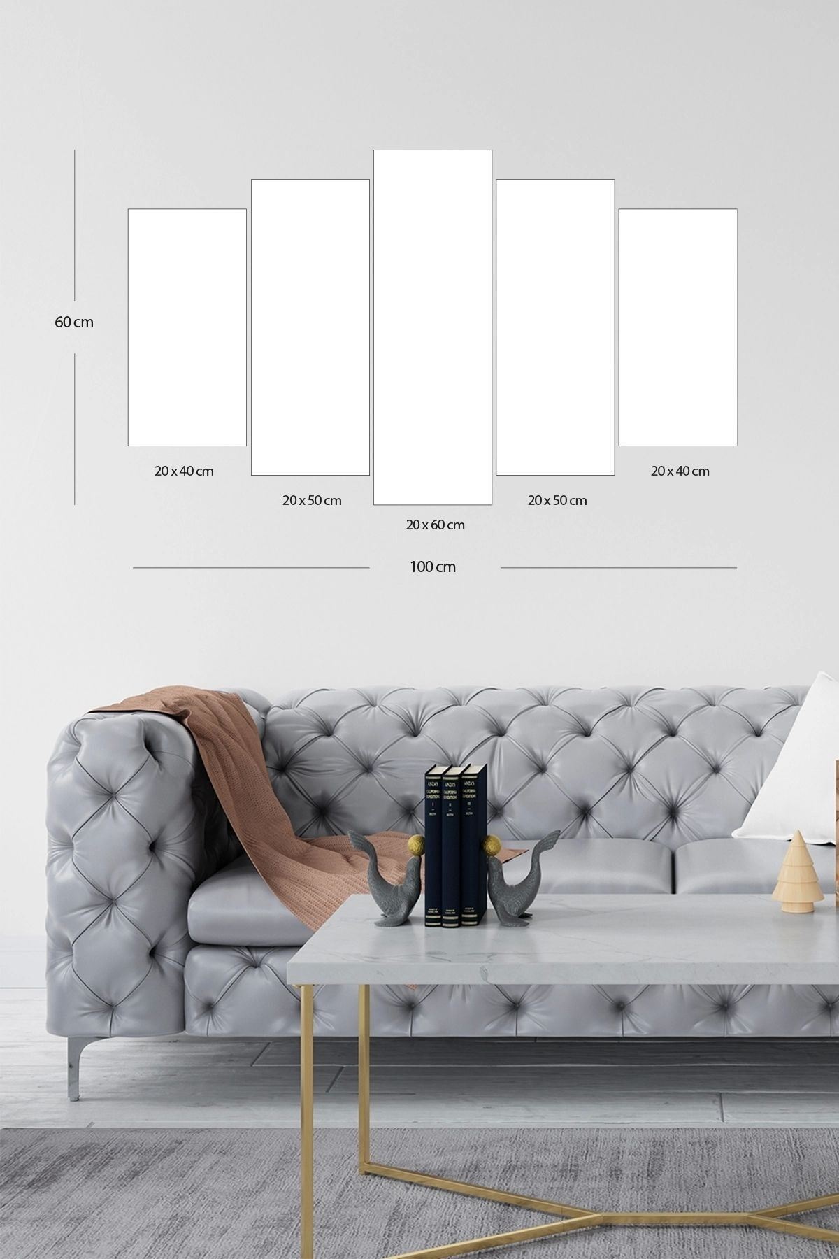 Kabe Manzarası 5 Parçalı Mdf Tablo 60 x 100