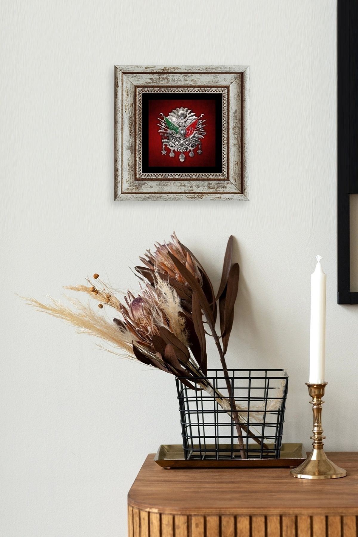 Osmanlı Tuğrası Çerçeveli Taş Tablo 20 cm