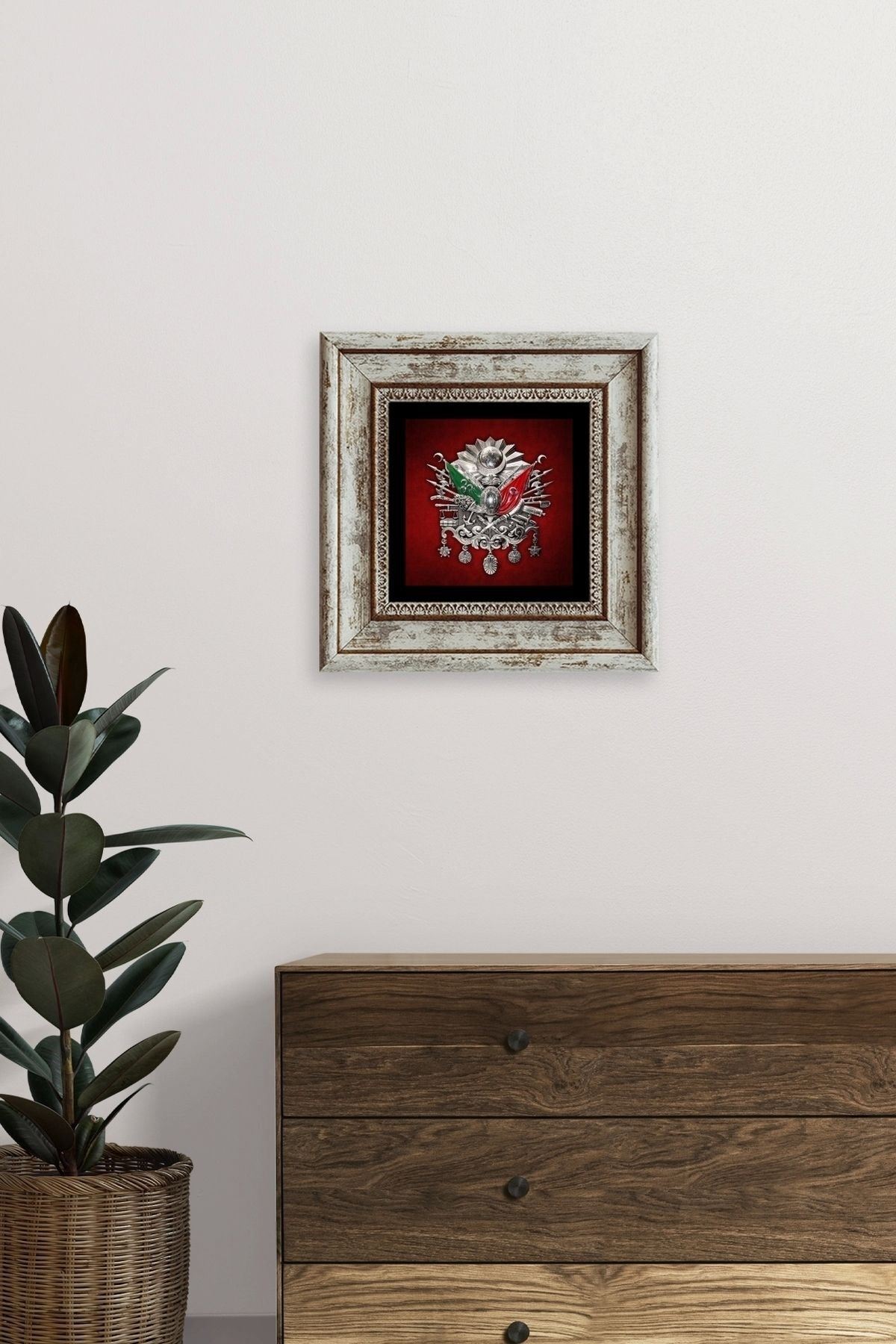 Osmanlı Tuğrası Çerçeveli Taş Tablo 20 cm