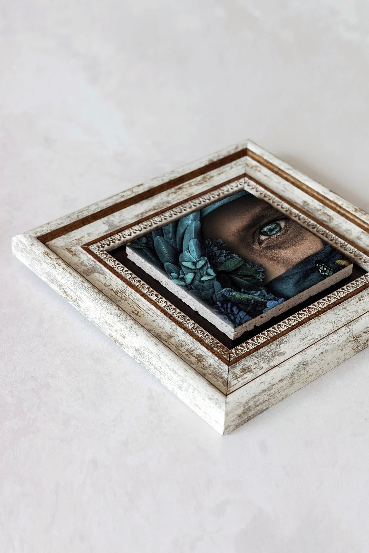 Çerçeveli Taş Tablo , Çerçeveli Taş Duvar Dekoru-enkcrcvtbl-00185 20 cm