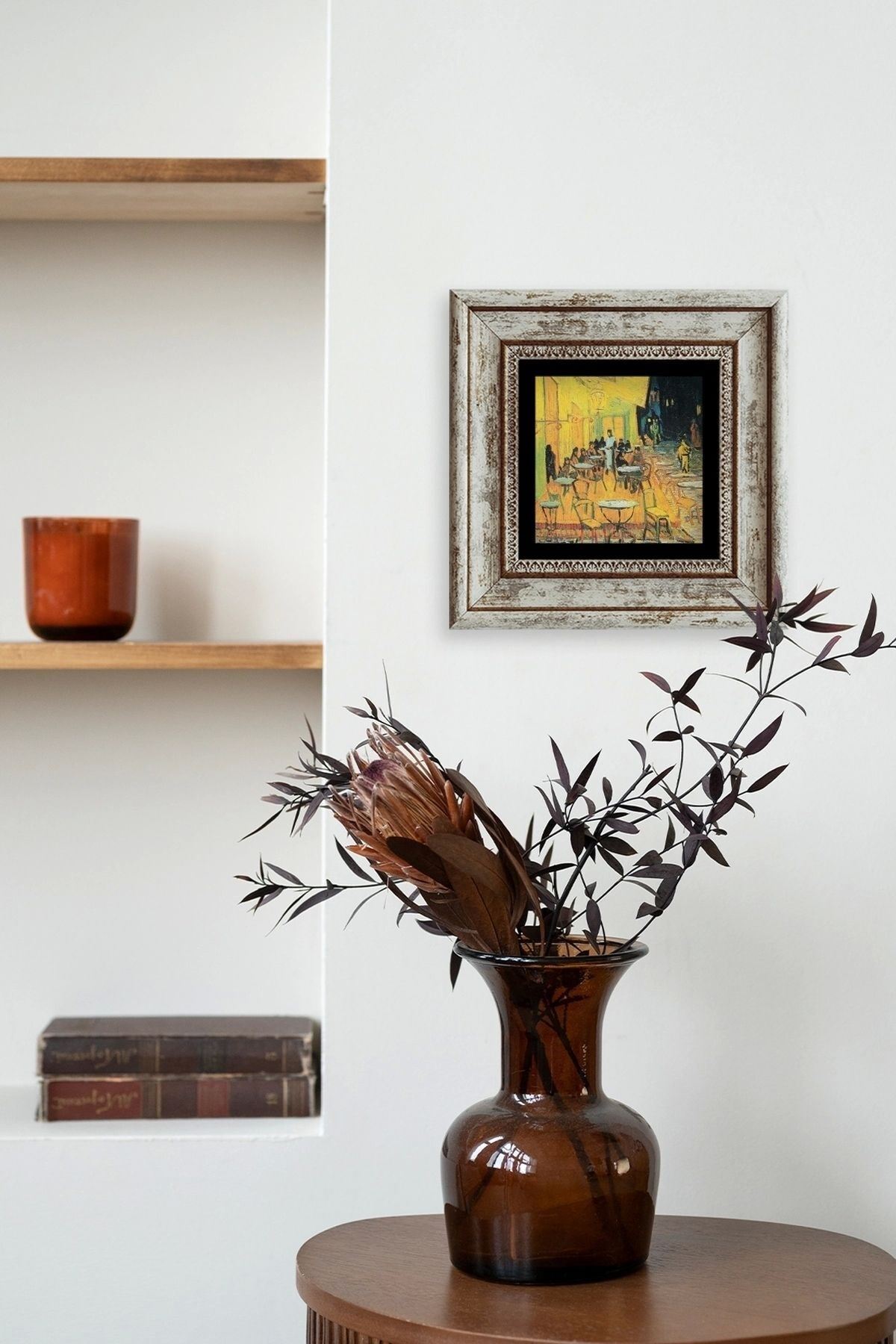 Kafe Çerçeveli Taş Tablo 20 cm