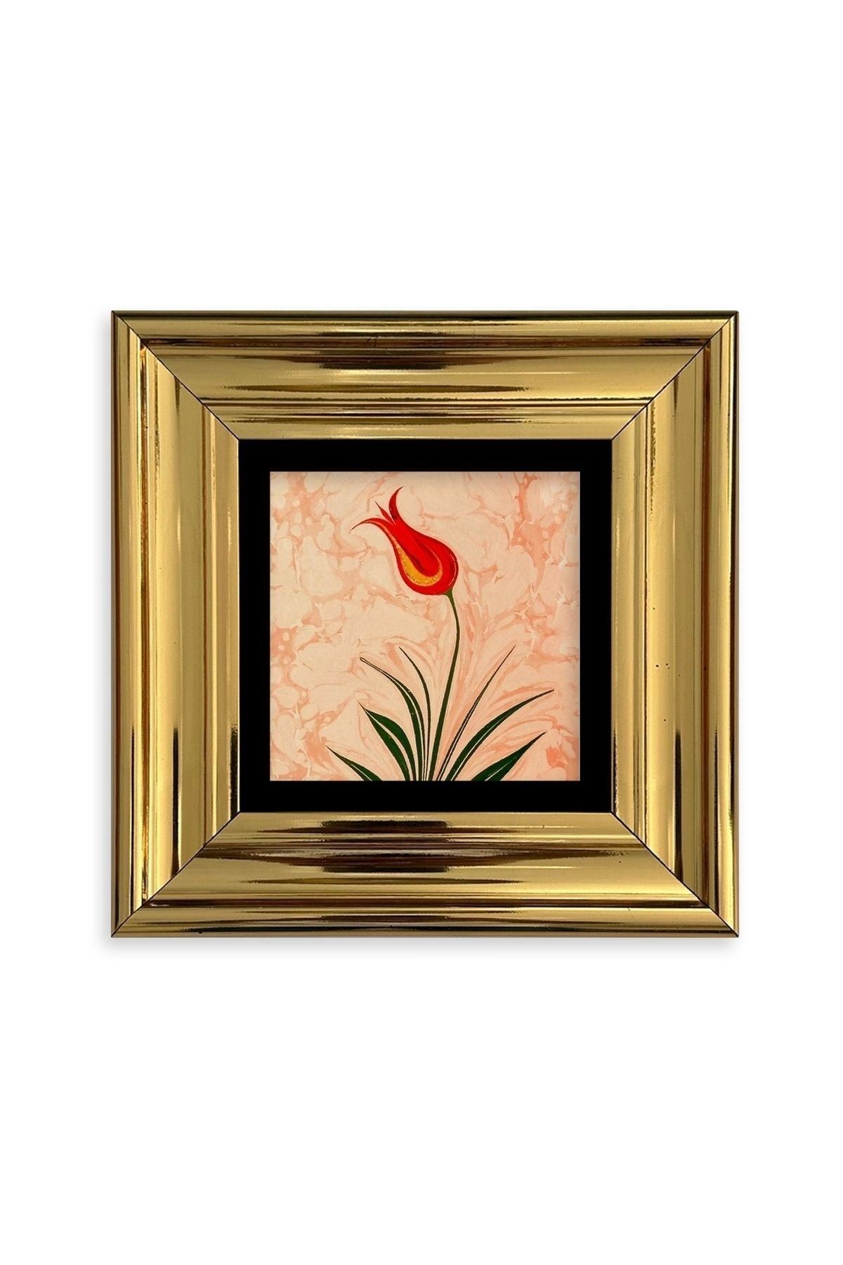 Ebru Lale Çerçeveli Taş Tablo 20 cm