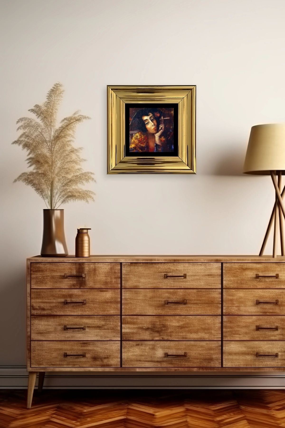 Kadın Çerçeveli Taş Tablo 20 cm