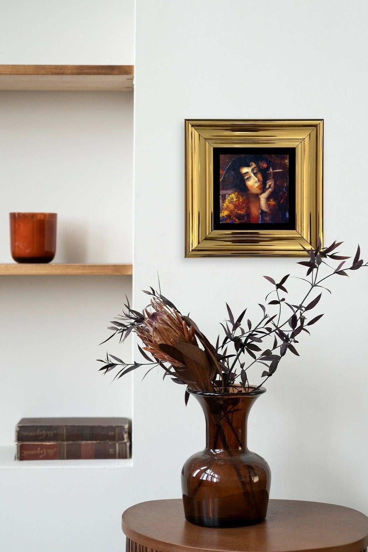 Kadın Çerçeveli Taş Tablo 20 cm