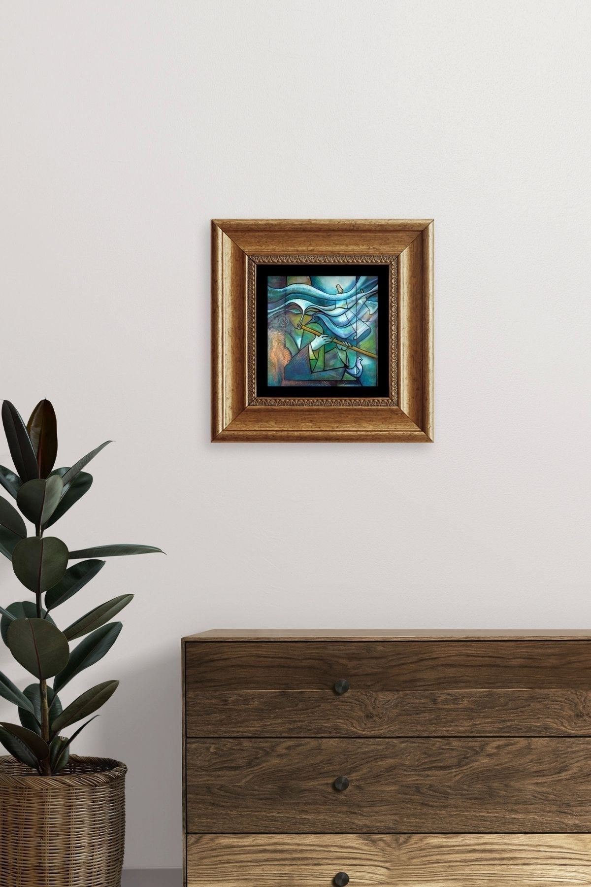 Soyut Çerçeveli Taş Tablo 20 cm