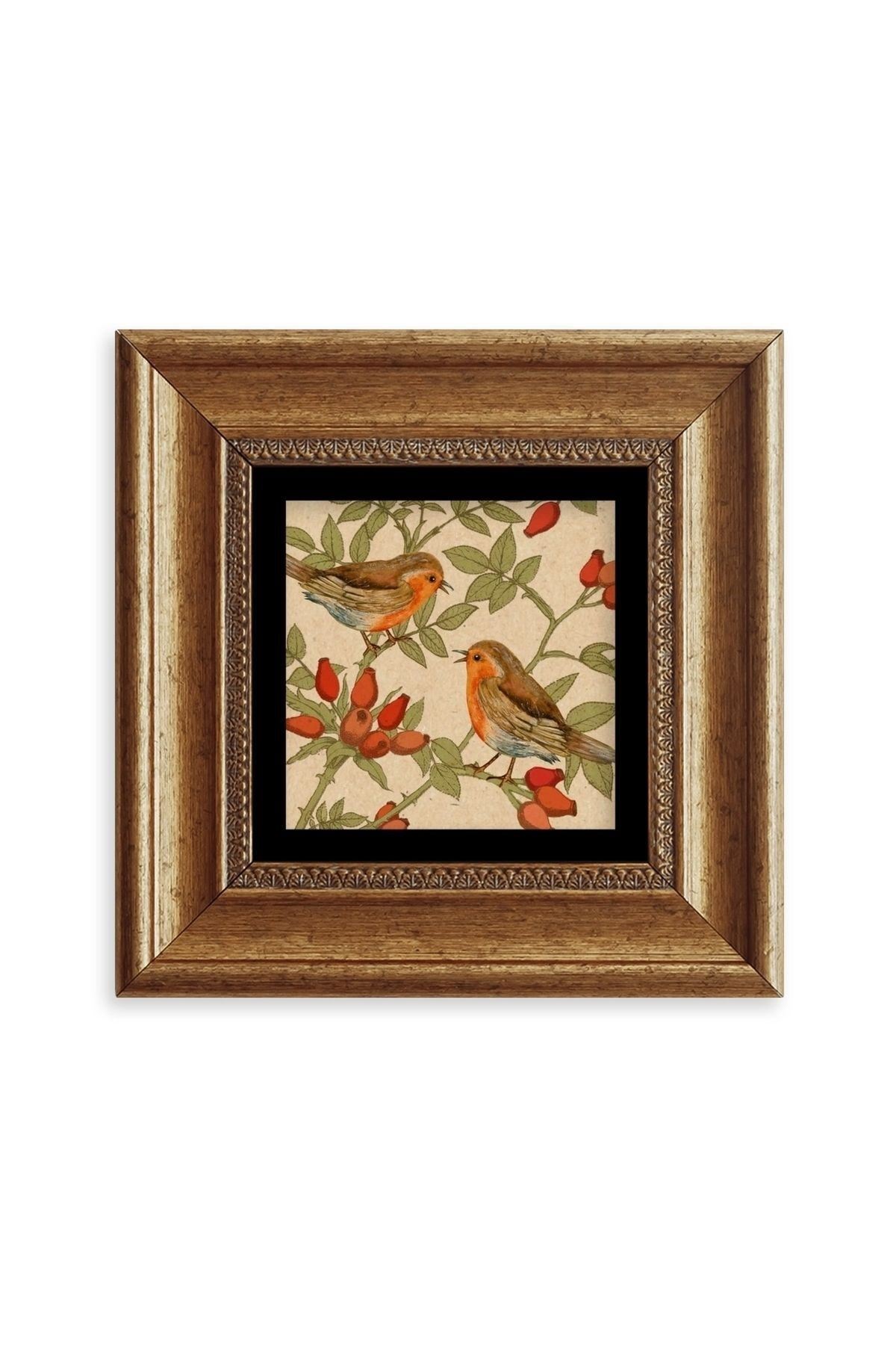 Kuşlar Çerçeveli Taş Tablo 20 cm