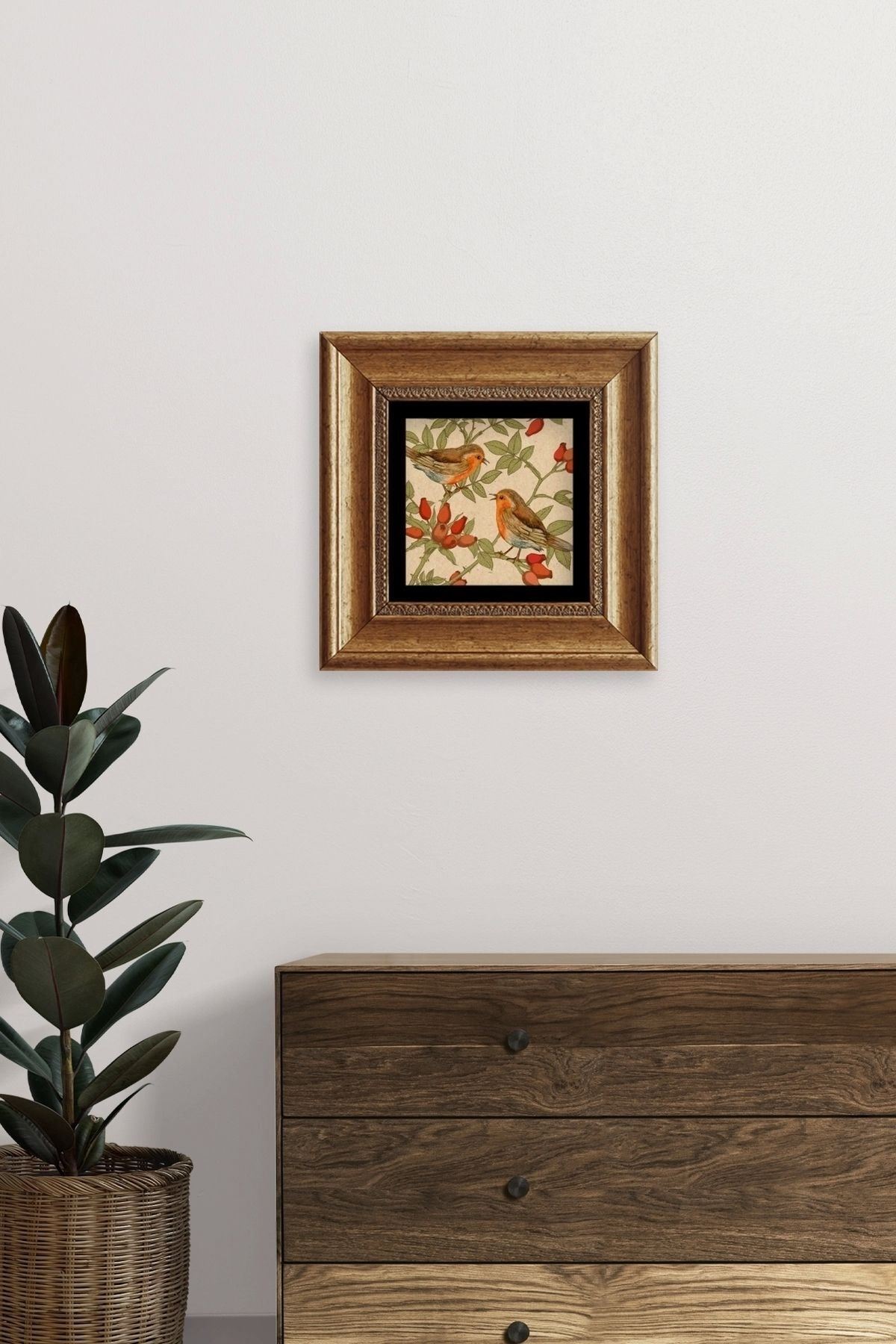 Kuşlar Çerçeveli Taş Tablo 20 cm