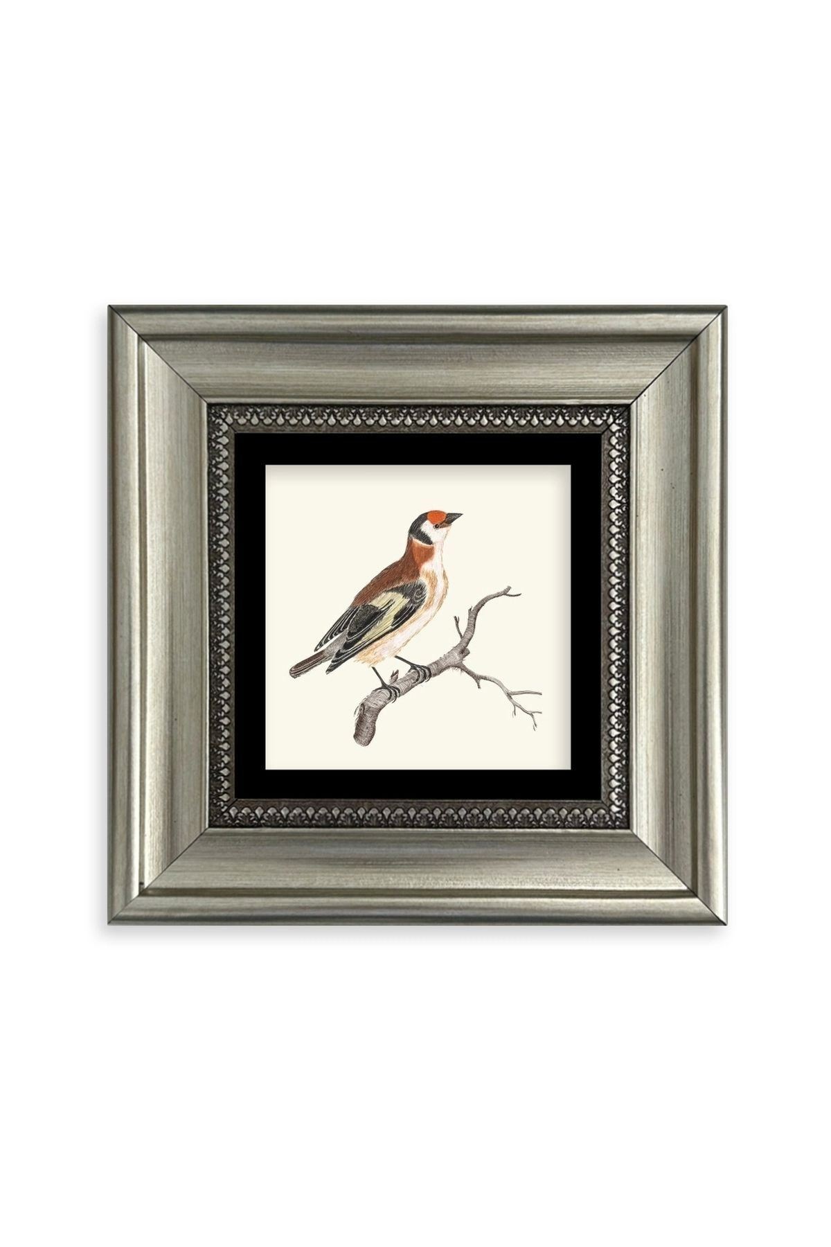 Dal ve Kuş Çerçeveli Taş Tablo 20 cm