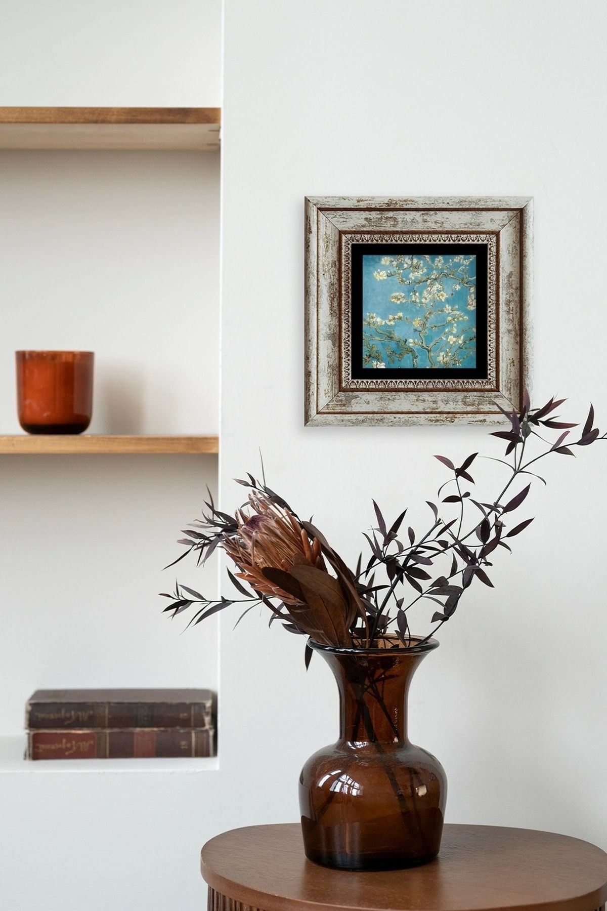 Bahar Çiçekleri Çerçeveli Taş Tablo 20 cm