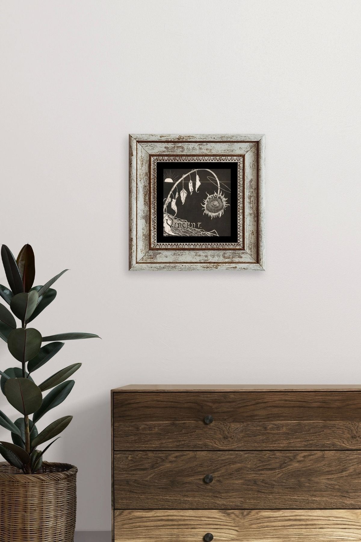 Van Gogh Çerçeveli Taş Tablo 20 cm