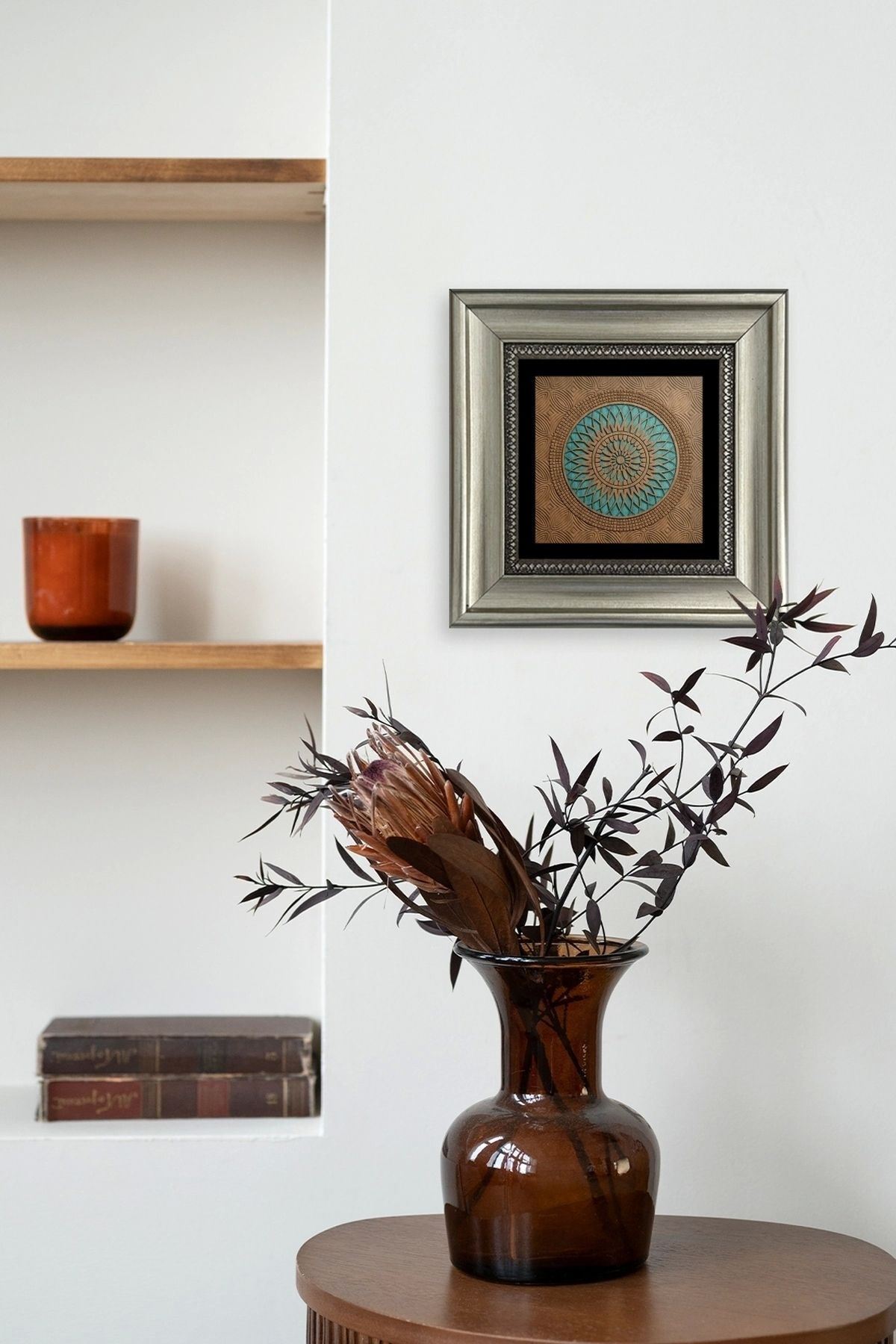 Motif Çerçeveli Taş Tablo 20 cm