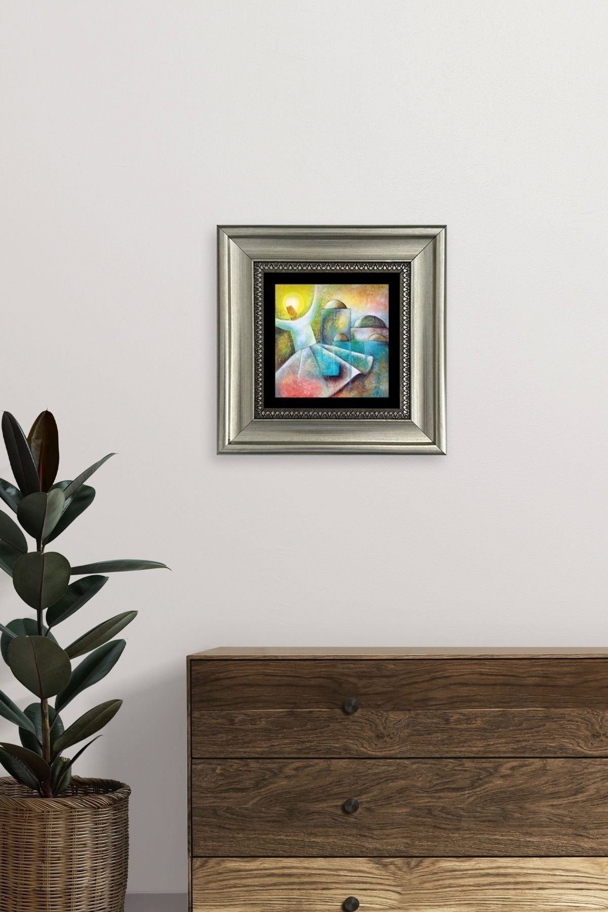 Semazen Mevlevi Çerçeveli Taş Tablo 20 cm