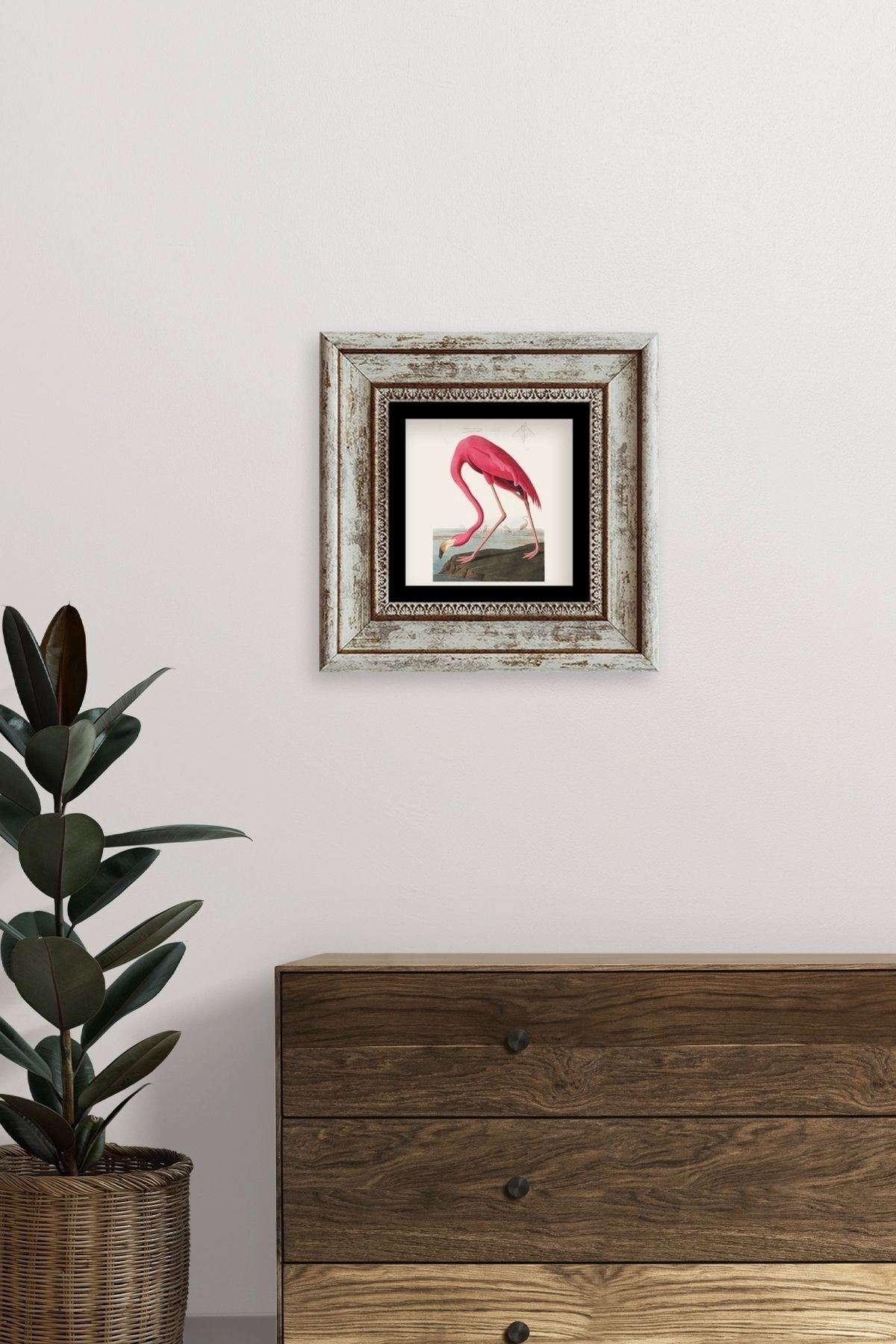 Flamingo Çerçeveli Taş Tablo 20 cm