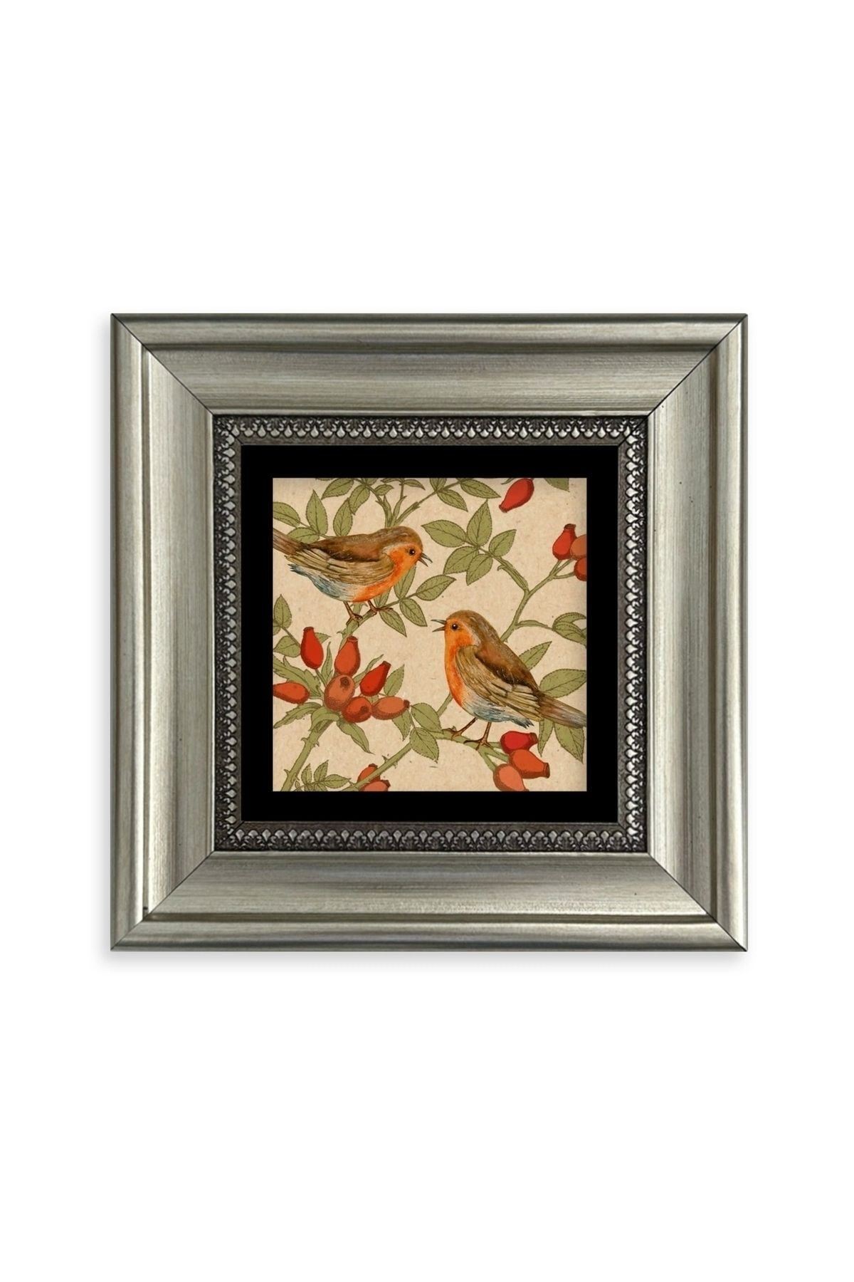 Kuşlar Çerçeveli Taş Tablo 20 cm