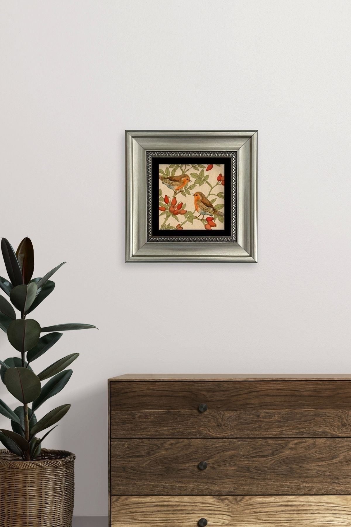 Kuşlar Çerçeveli Taş Tablo 20 cm