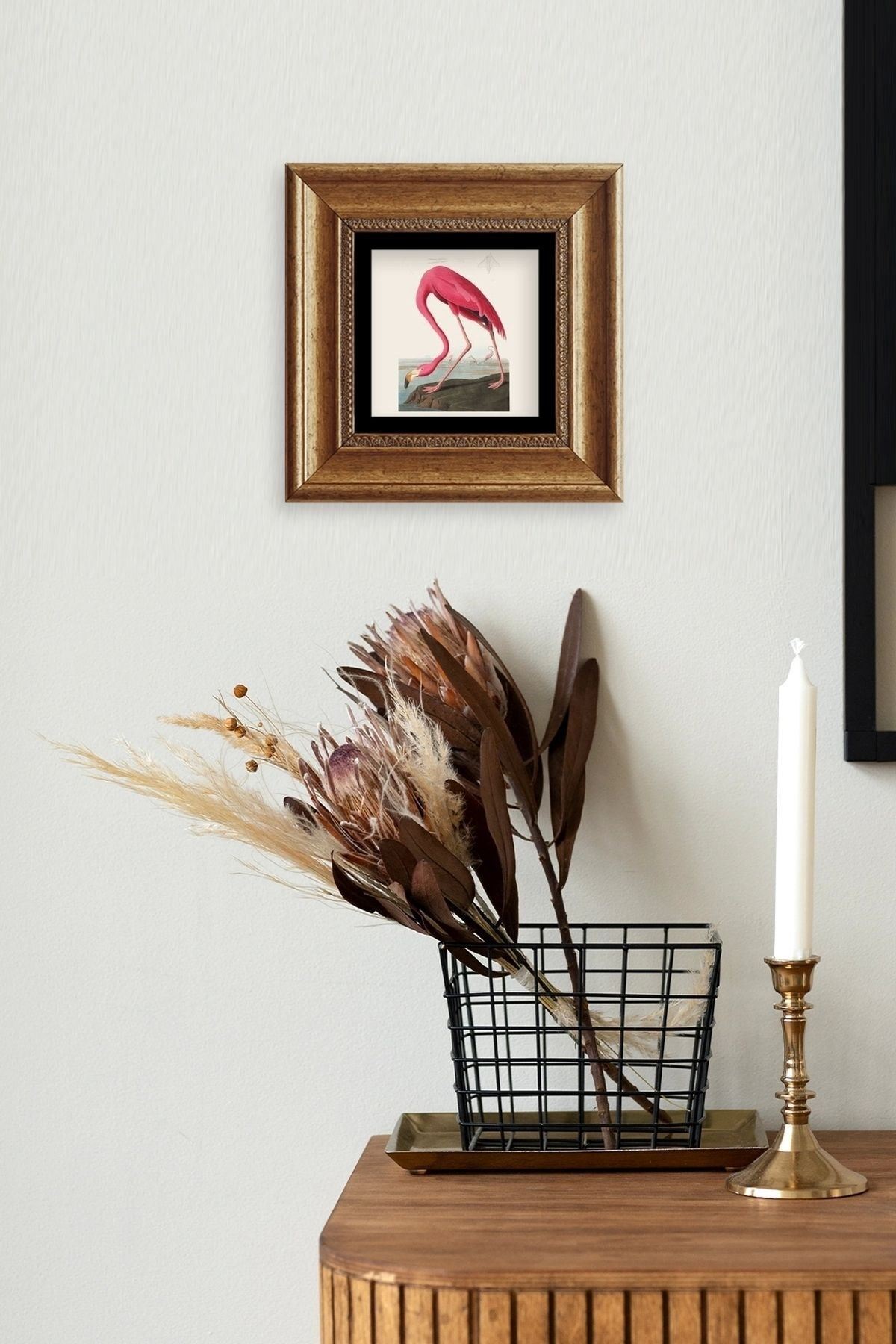 Flamingo Çerçeveli Taş Tablo 20 cm