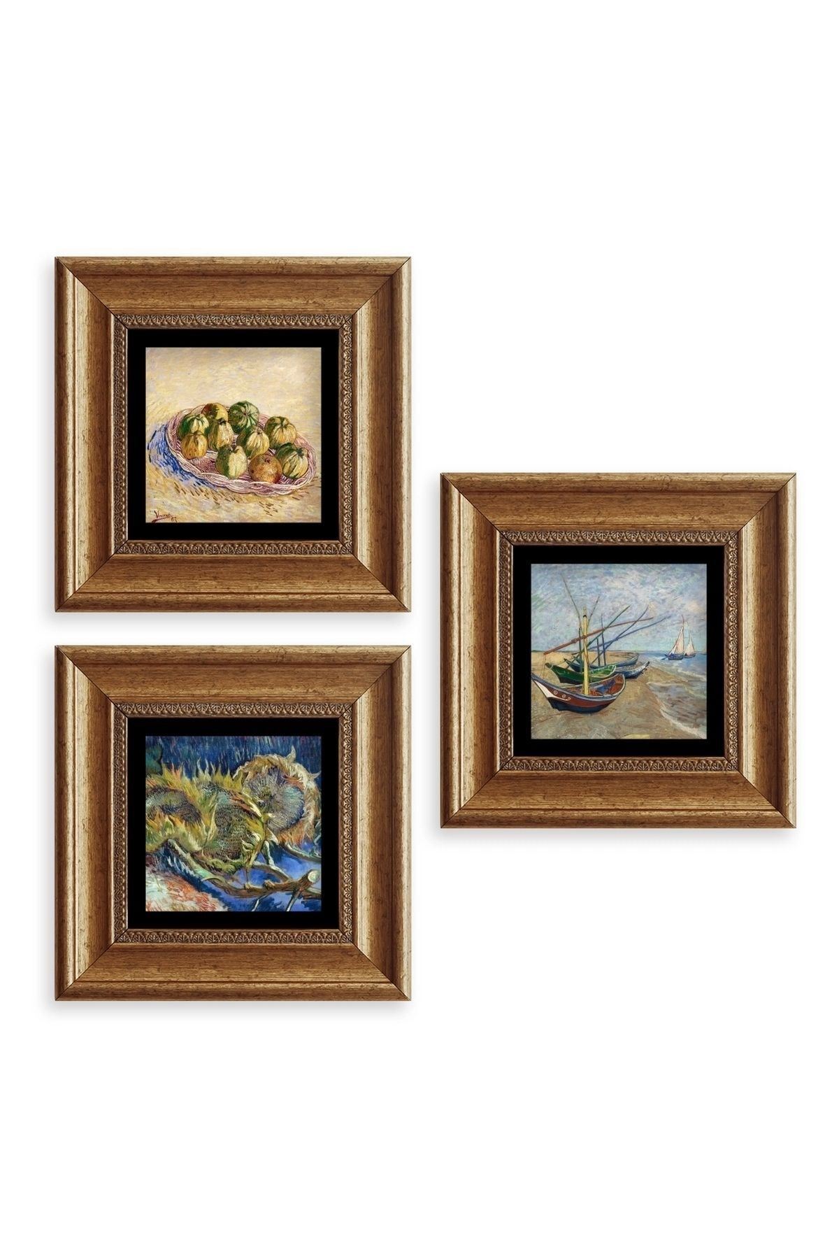 Van Gogh 3 lü Set Çerçeveli Taş Tablo 20 cm