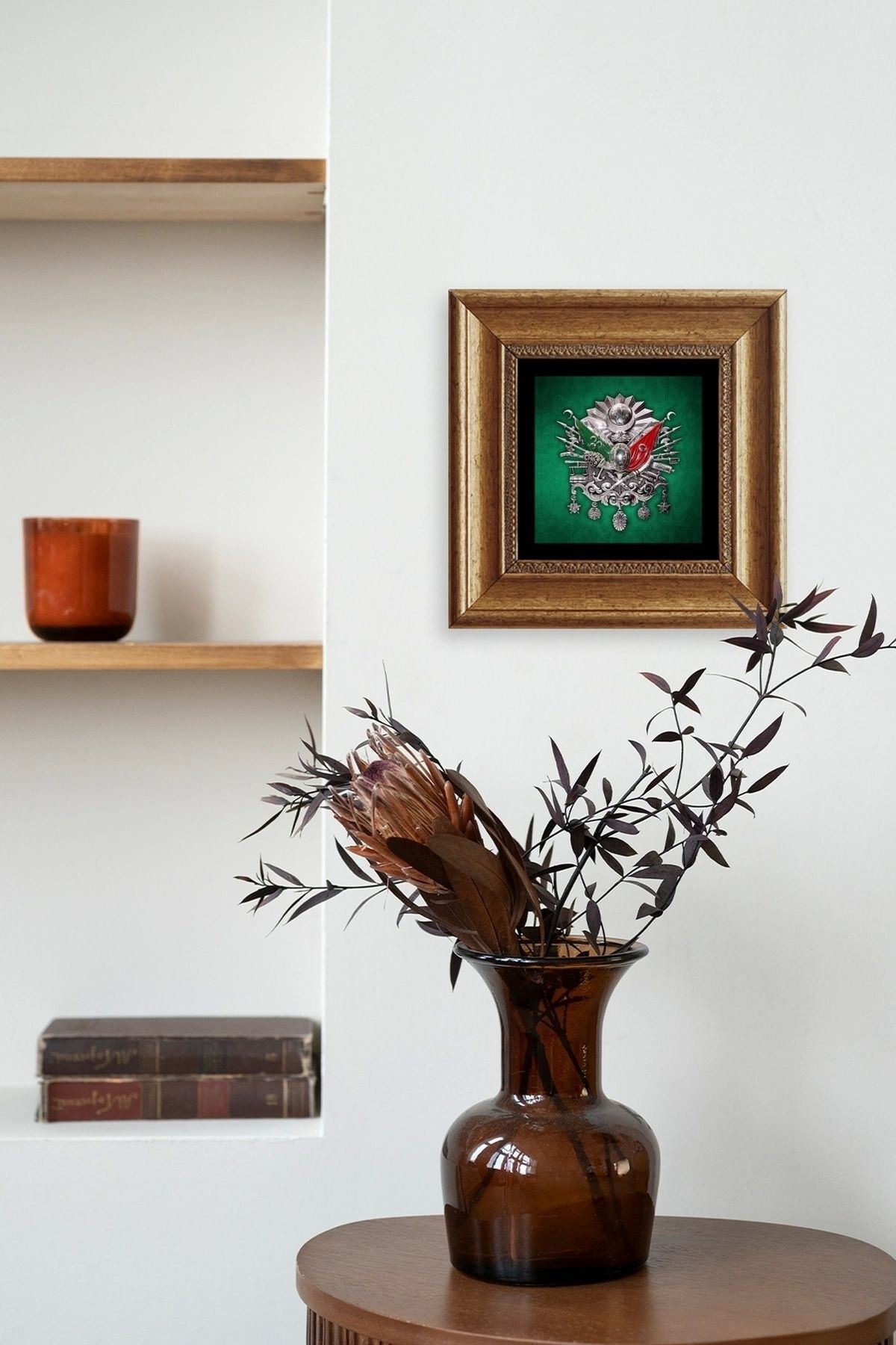 Osmanlı Tuğrası Çerçeveli Taş Tablo 20 cm