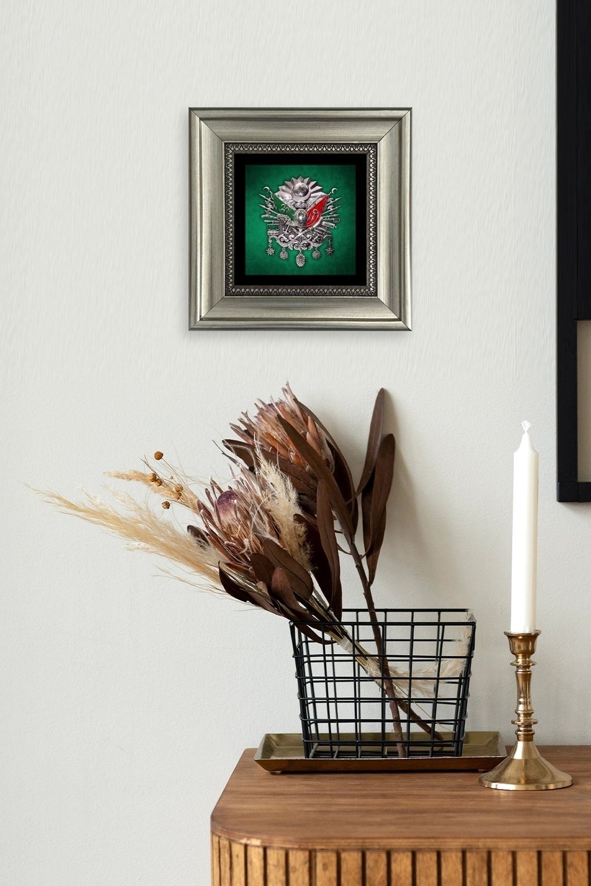 Osmanlı Tuğrası Çerçeveli Taş Tablo 20 cm