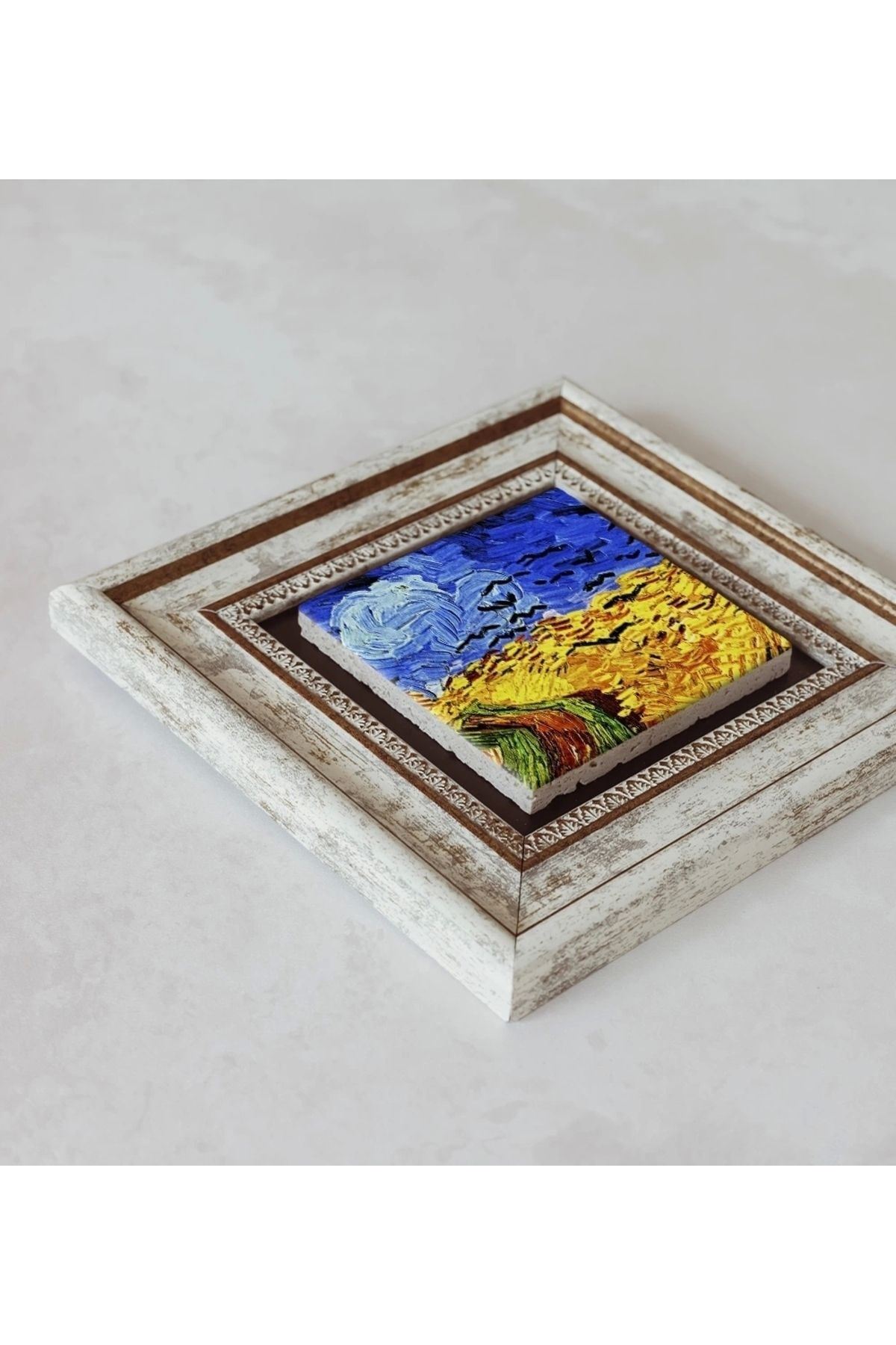 Vincent Van Gogh Çerçeveli Taş Tablo , Çerçeveli Taş Duvar Dekoru 20 cm