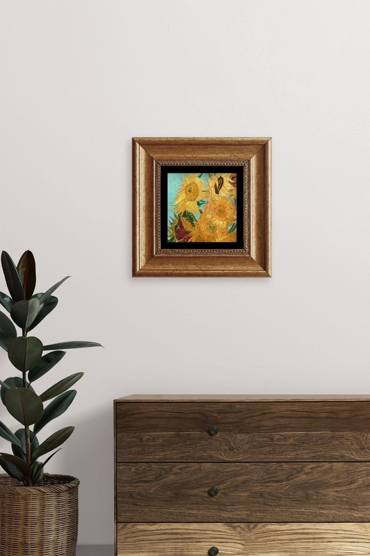 Ayçiçeği Çerçeveli Taş Tablo 20 cm