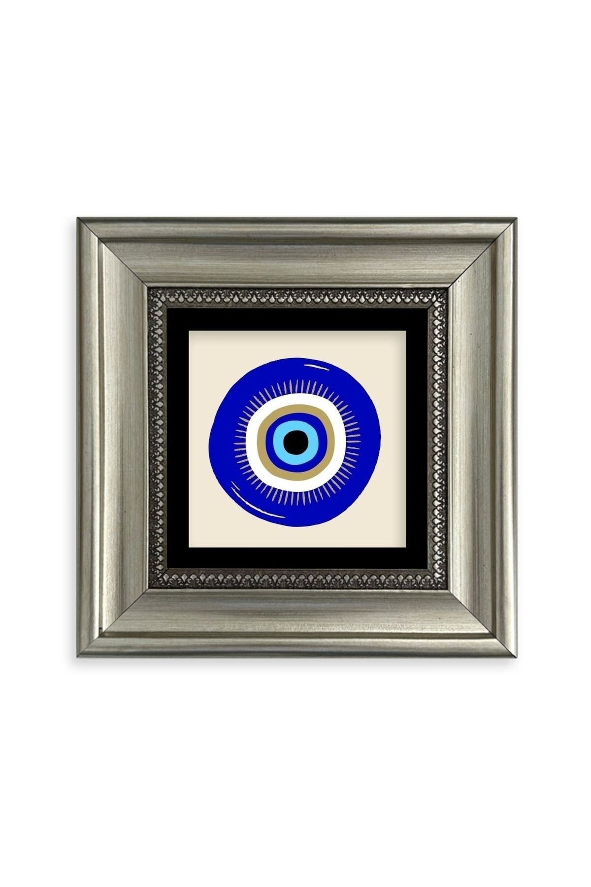 Nazar Boncuğu Çerçeveli Taş Tablo 20 cm