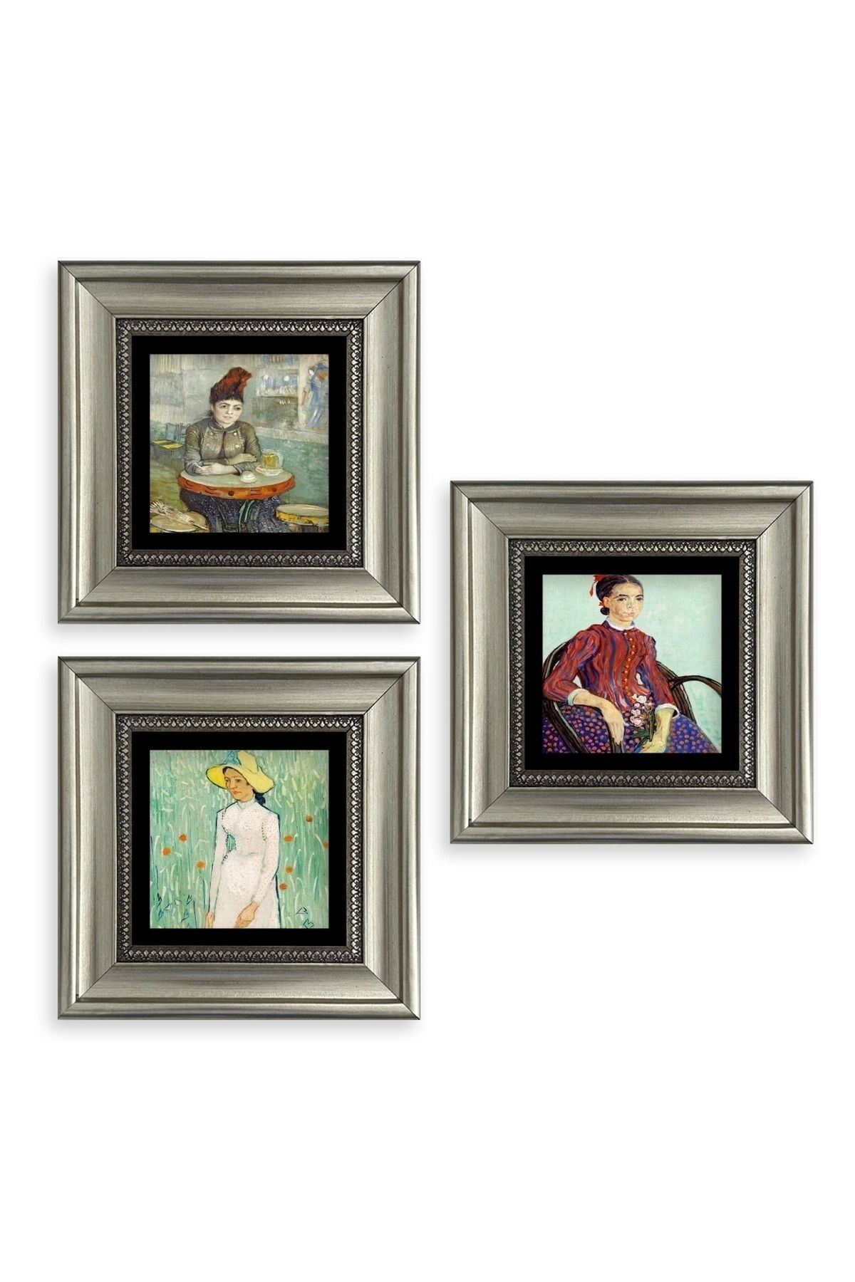 Kadınlar 3 lü Set Çerçeveli Taş Tablo 20 cm